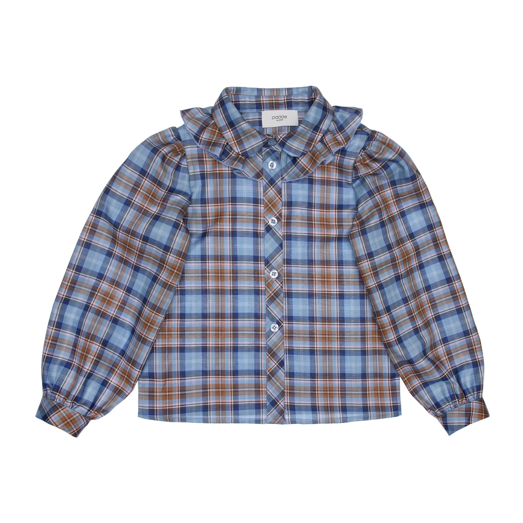 Willow Cotton Blouse with Ruffles, Blue