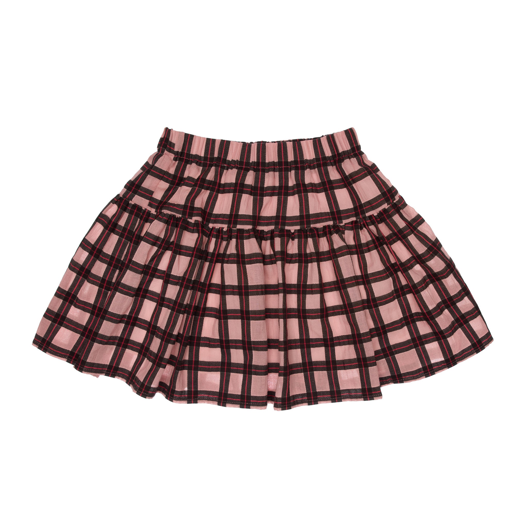 Iris Cotton Skirt, Pink Cheks