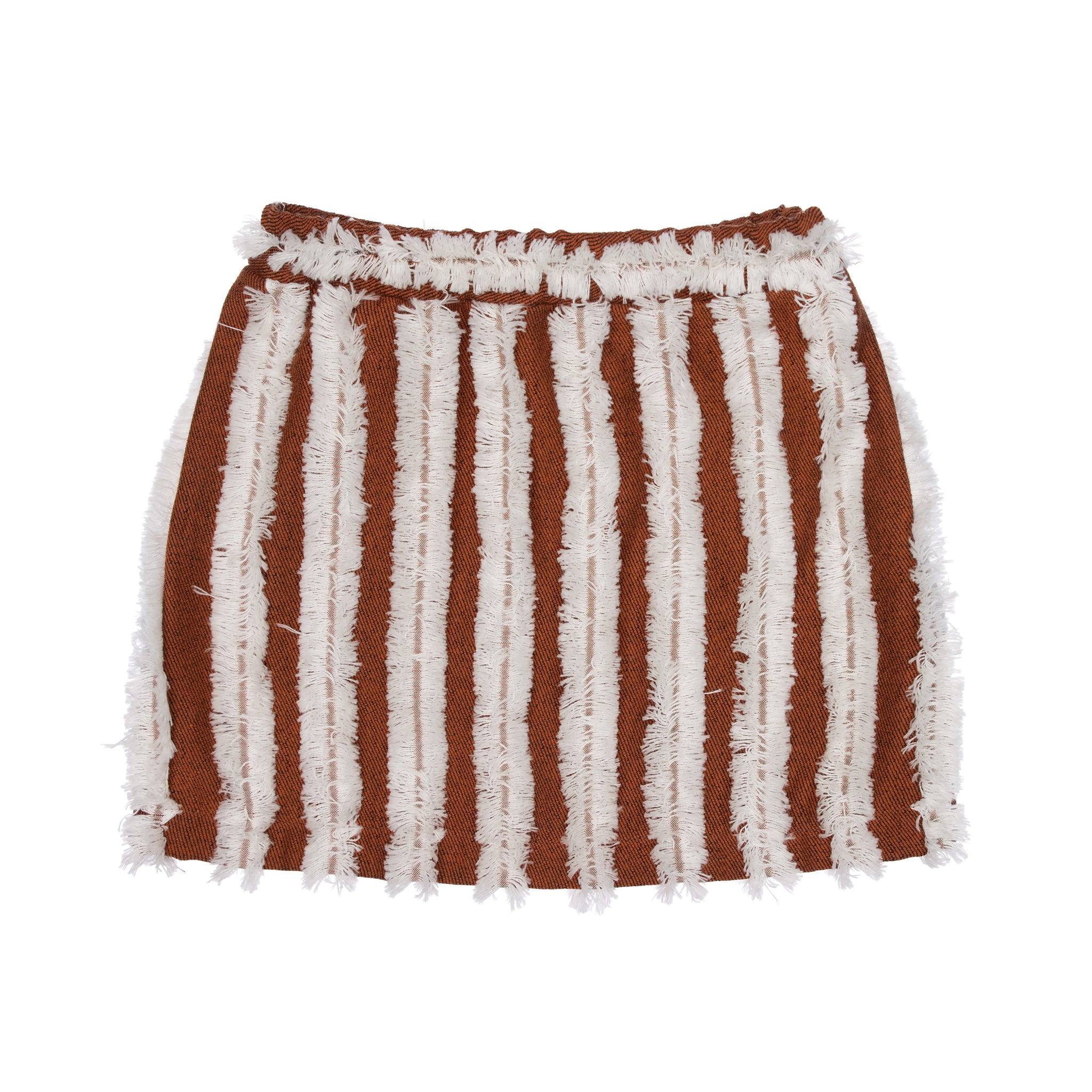 Max Cotton Fringe Mini Skirt, White