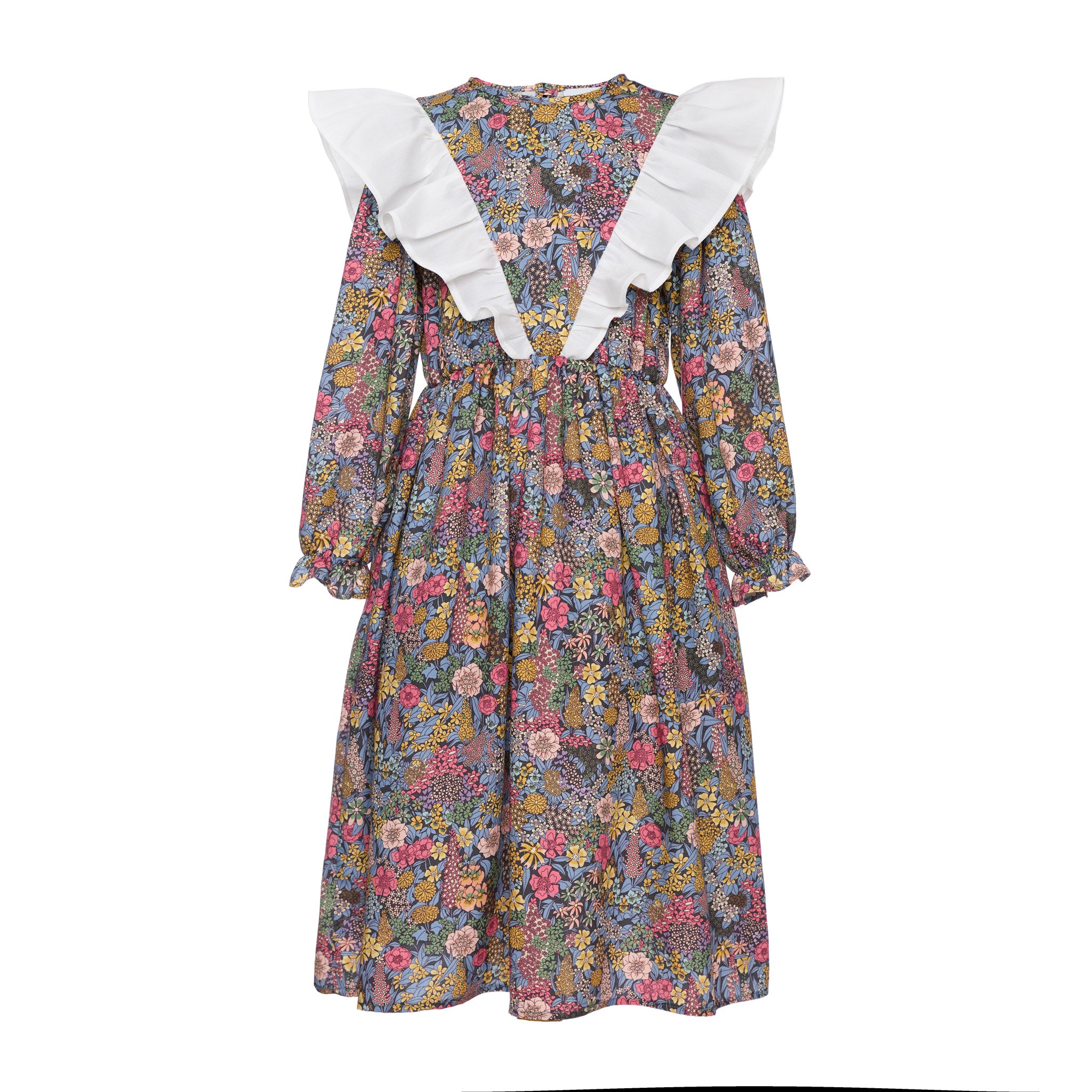 Penelope Viscose Dress With Ruffles, Blue