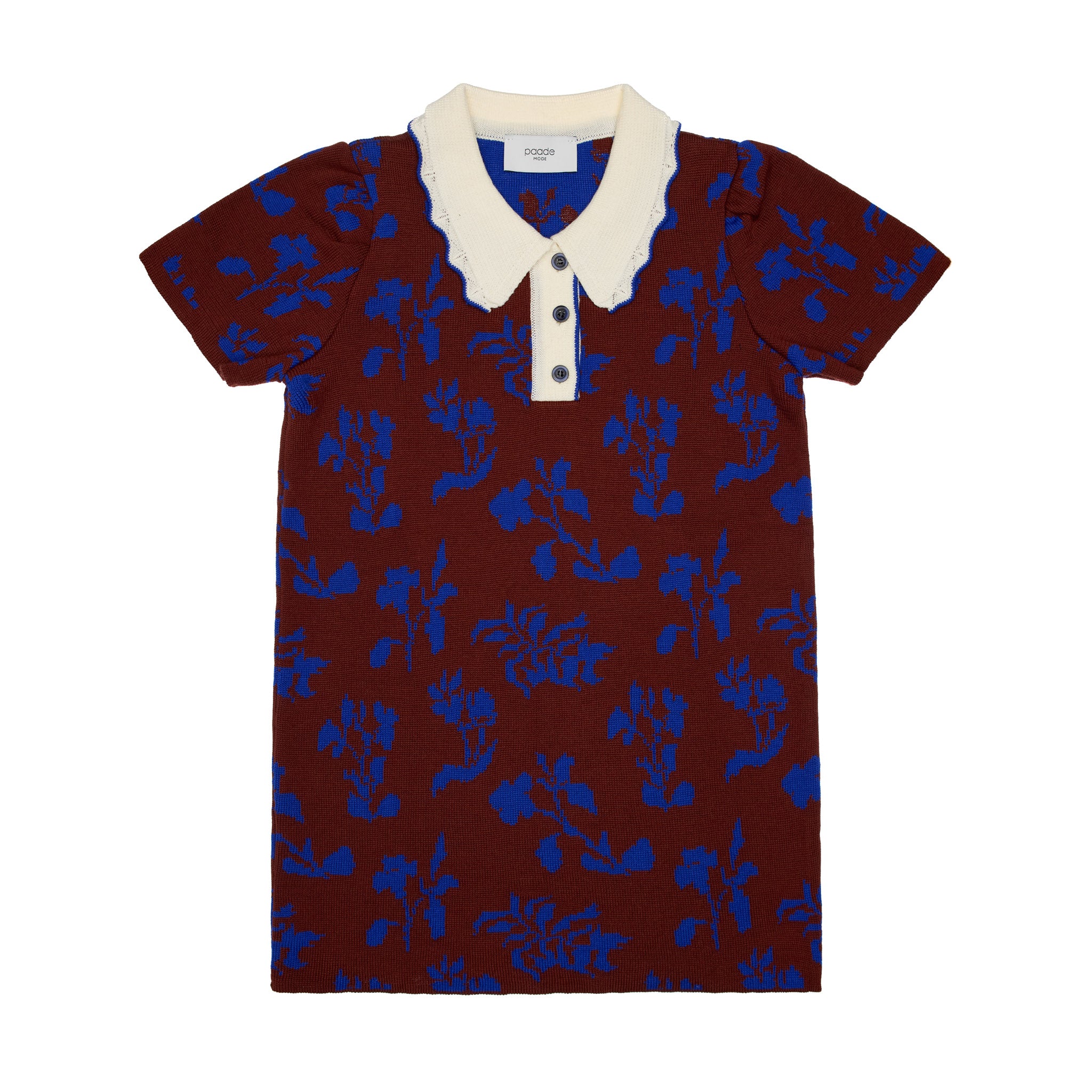 Rose Merino Wool Polo Dress, Blue