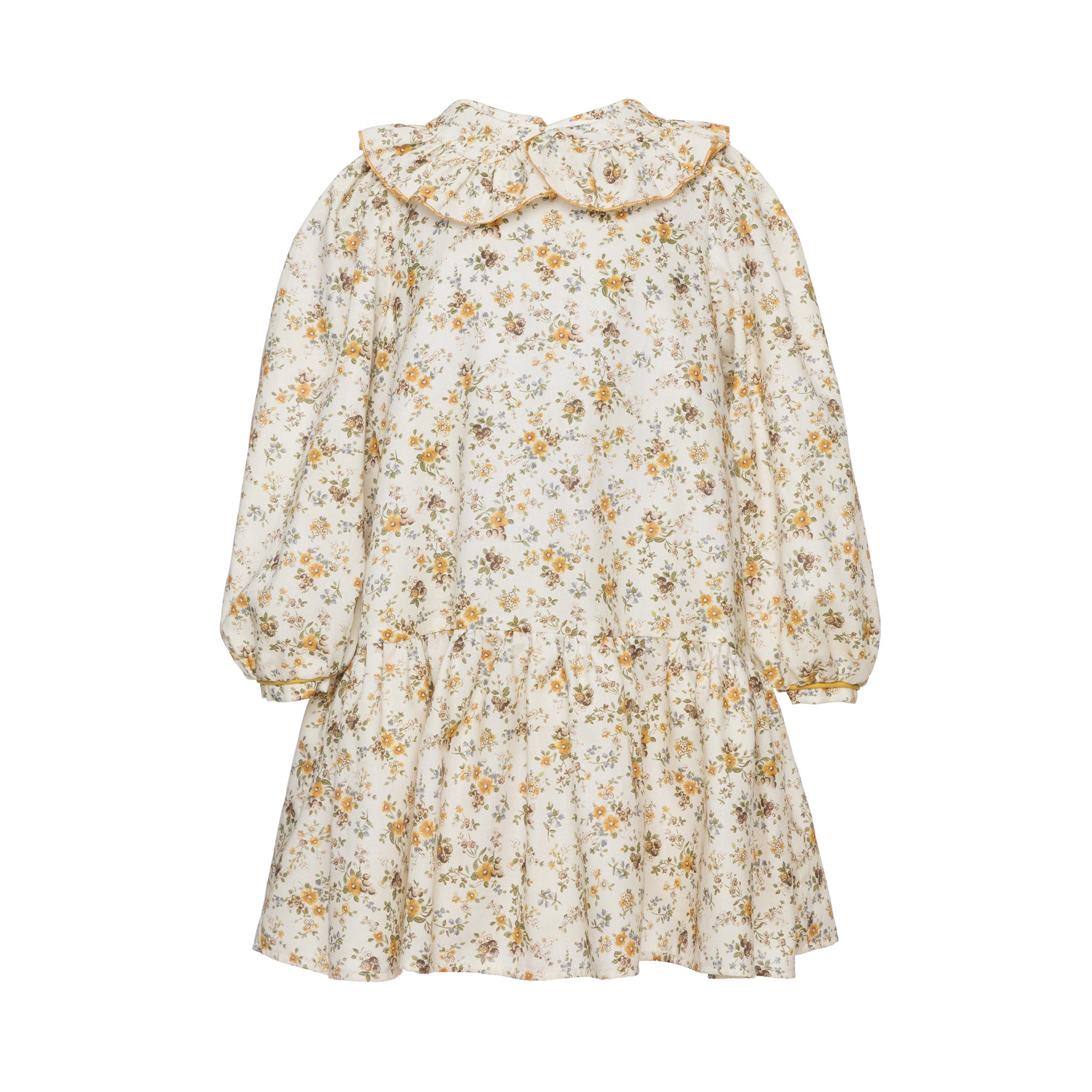 Joan Cotton Dress With Collar, Yellow Flower