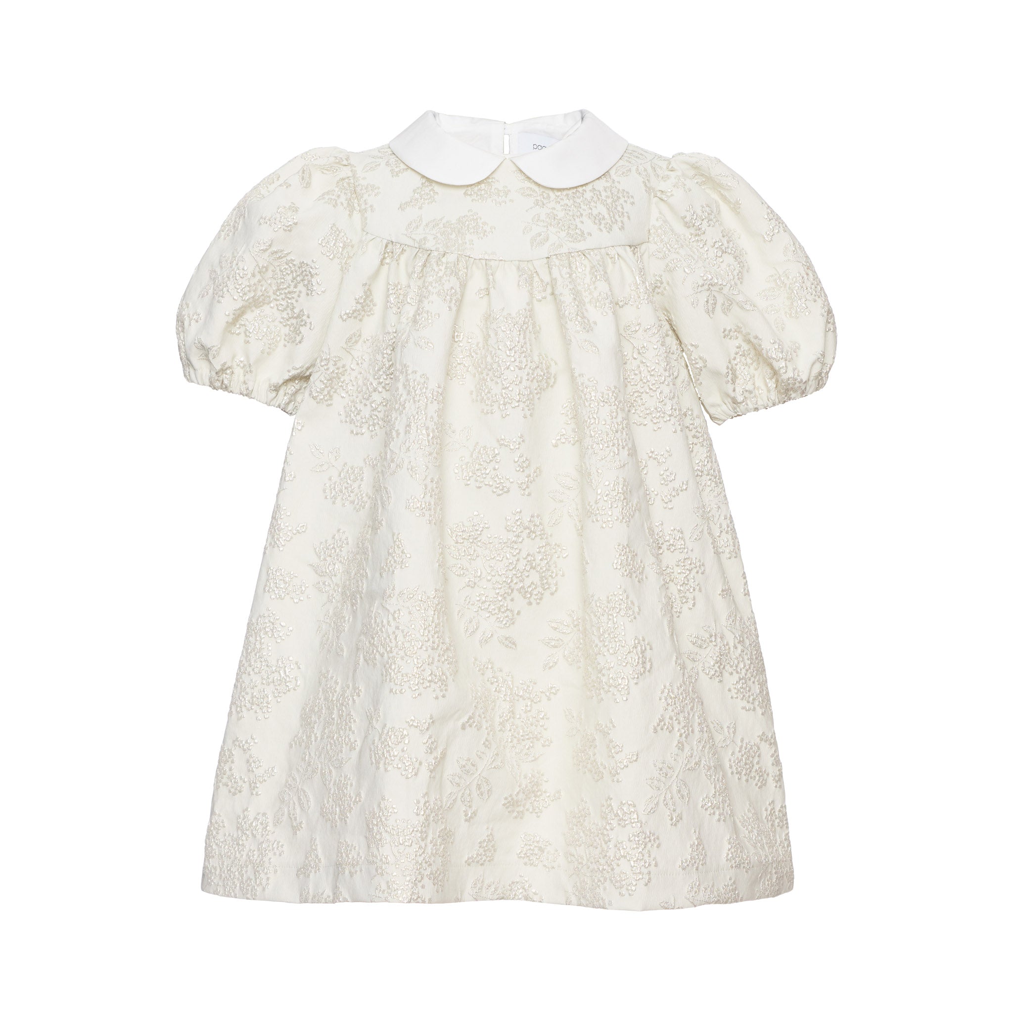 Ava Jacquard Dress With Peter Pan Collar, White
