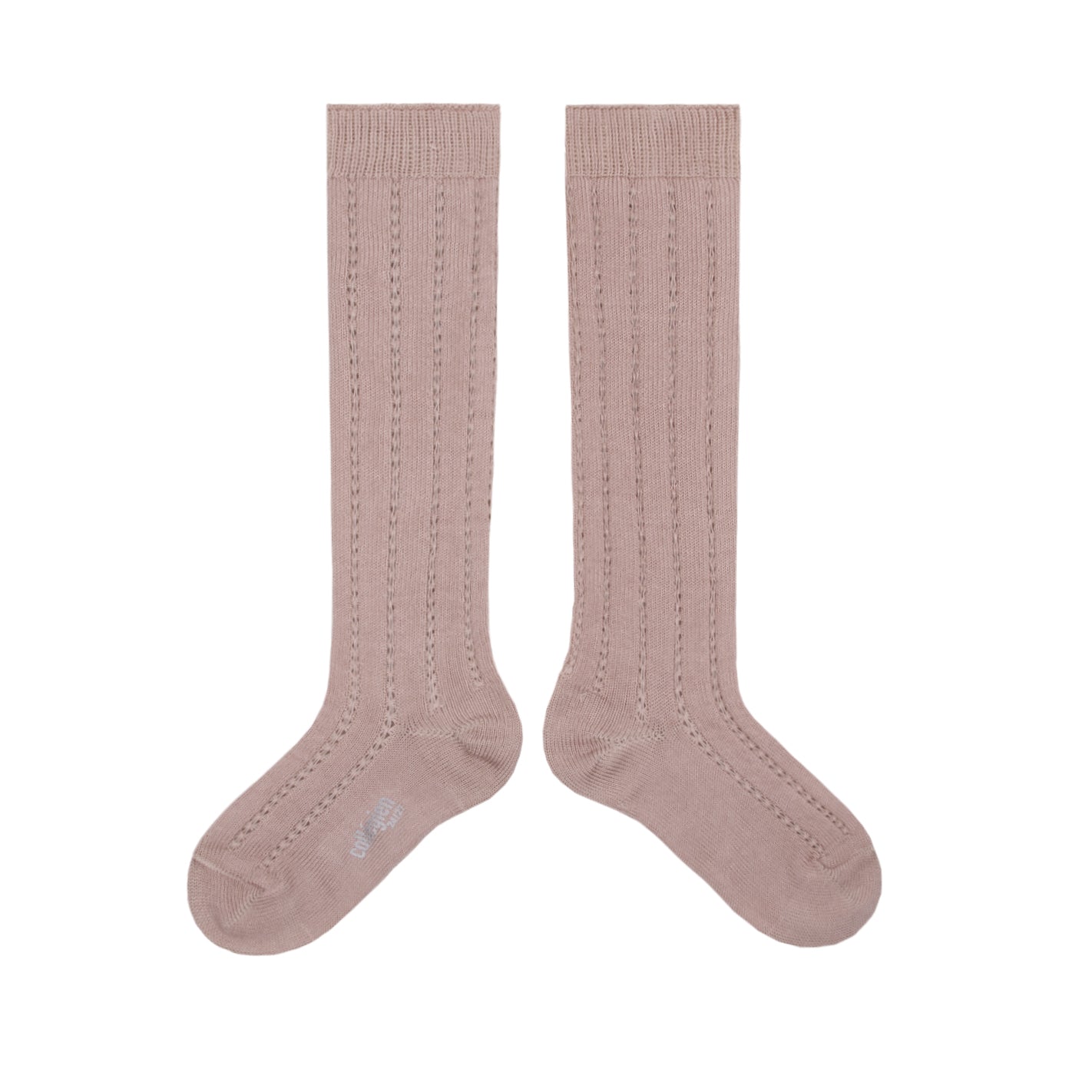 Crochet knit high socks Leonie, Blush Pink