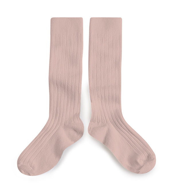 High ribbed socks La Haute, Blush Pink