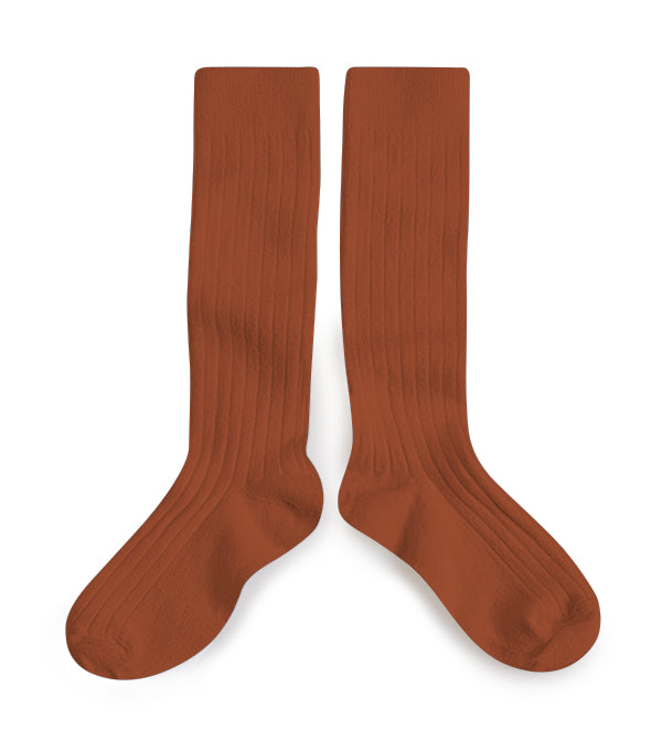 High ribbed socks La Haute, Gingerbread