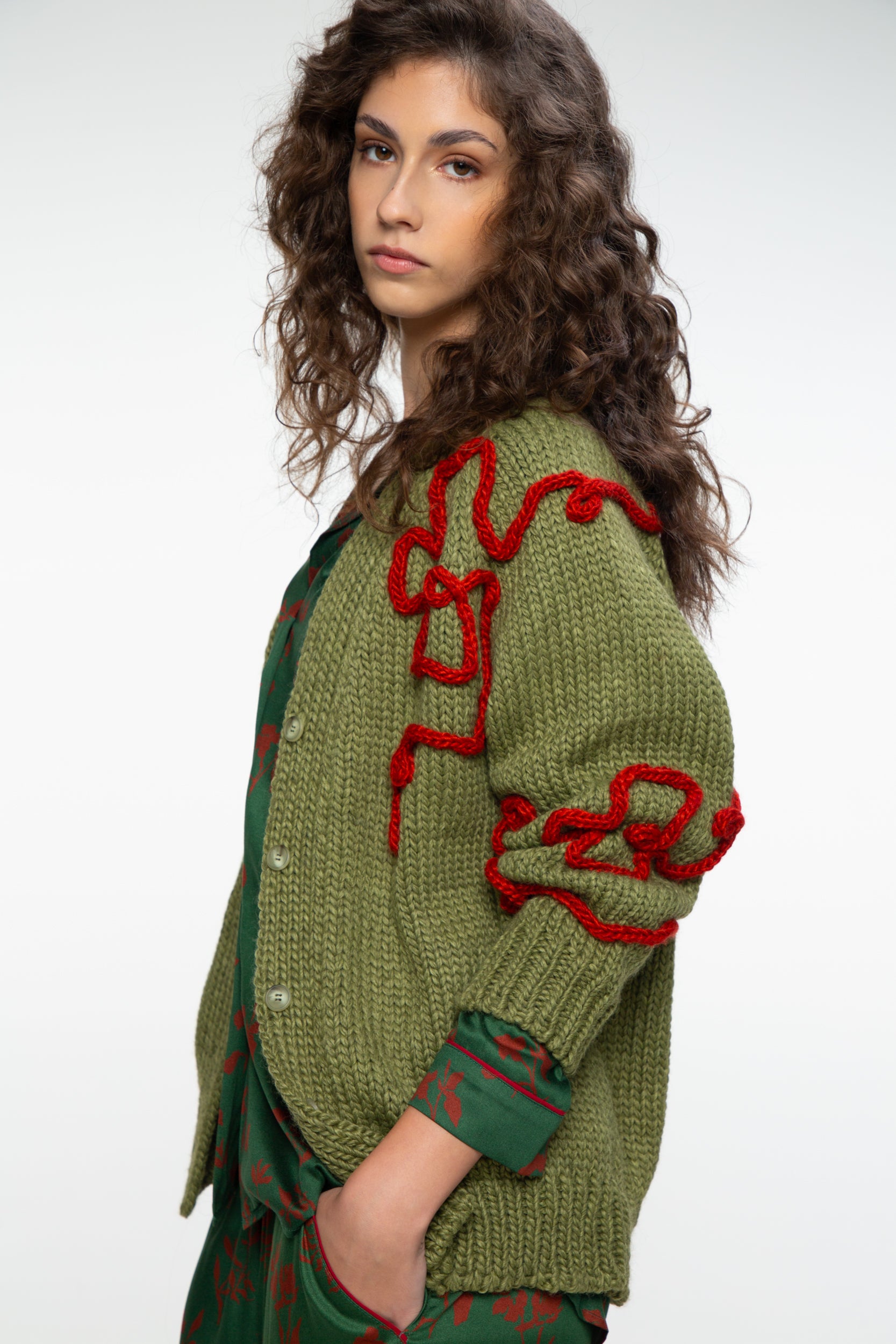 Handmade  Women's Cardigan Ariel, Green