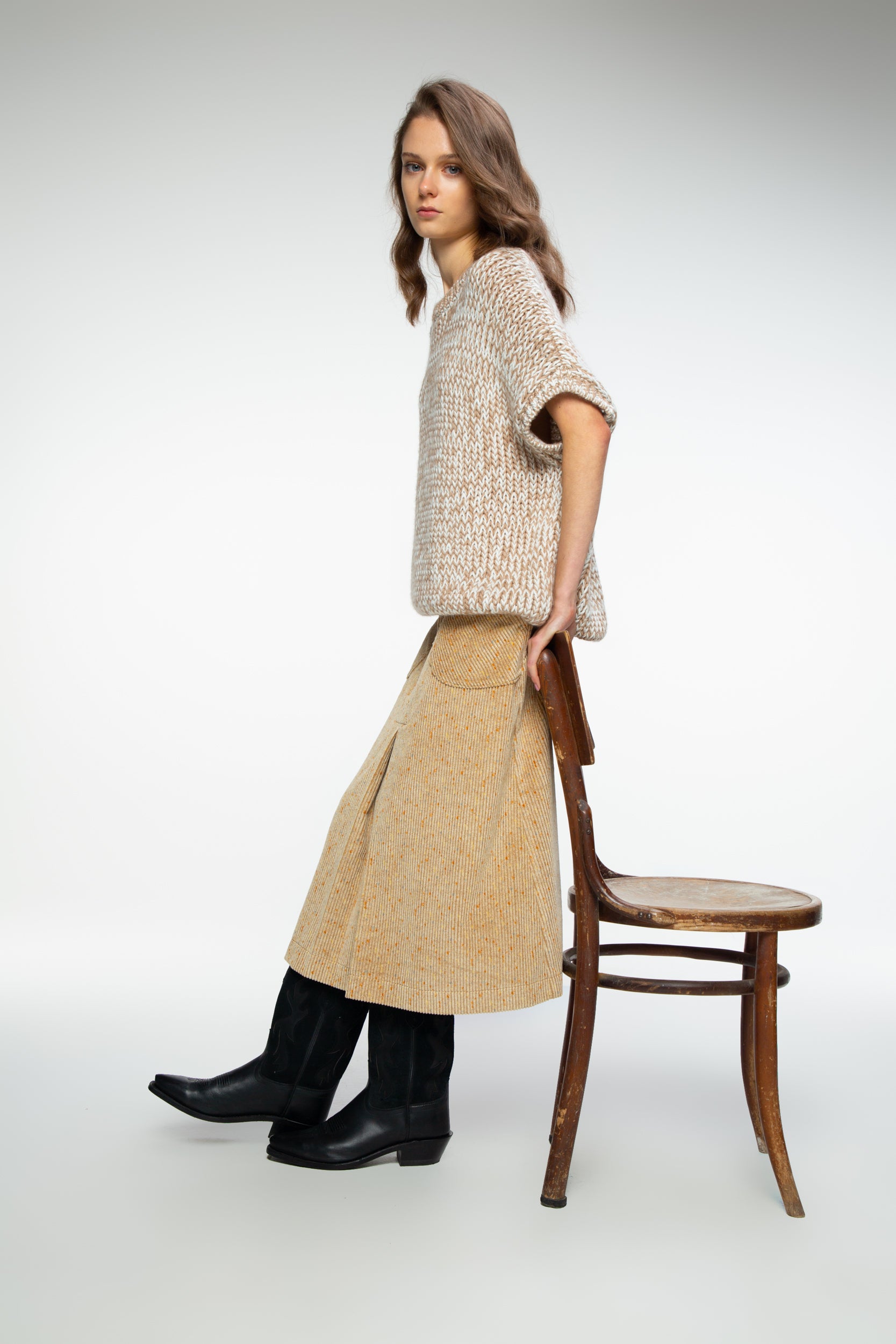 Handmade Women's Vest Melange, Camel