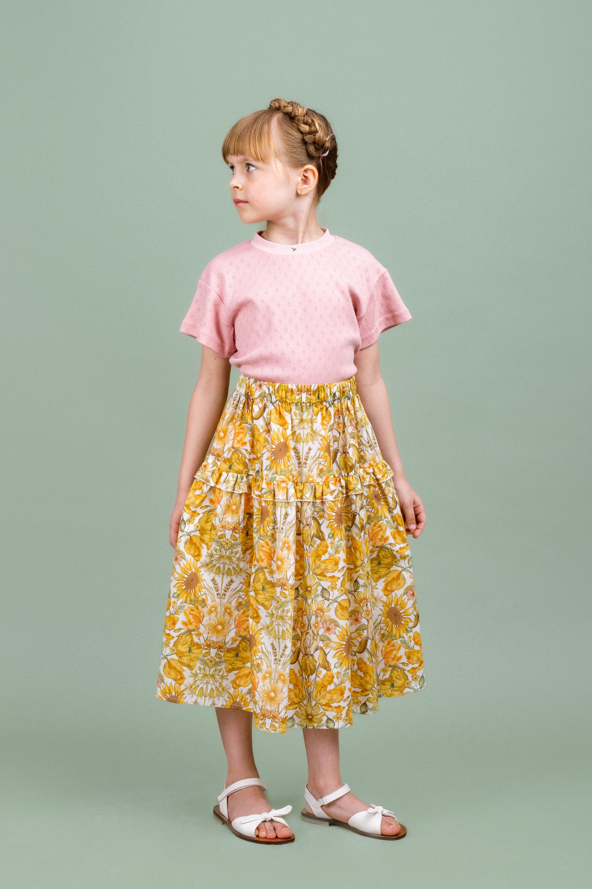 Cotton Long Skirt Sunflower, Yellow