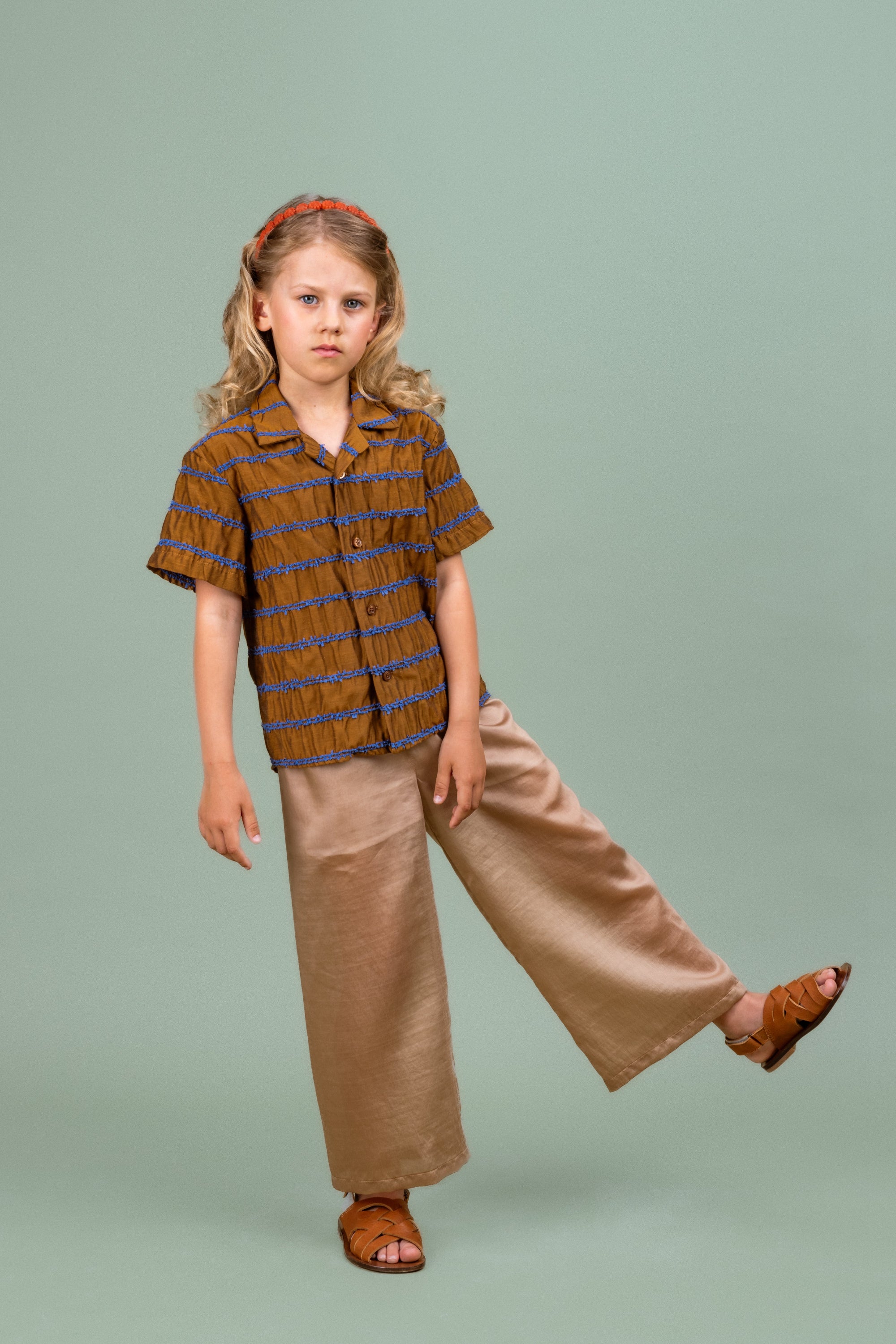 Chiffon Wide Trousers Cheer, Brown