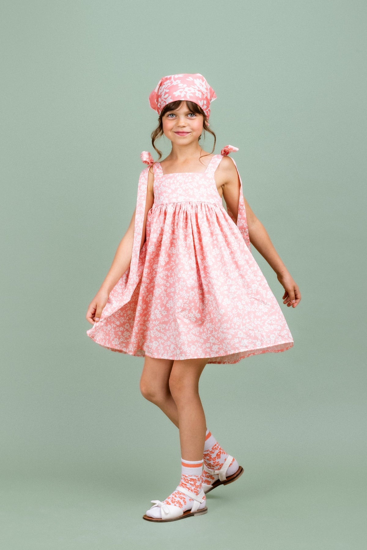 Cotton Dress with Ties Mimi, Pink