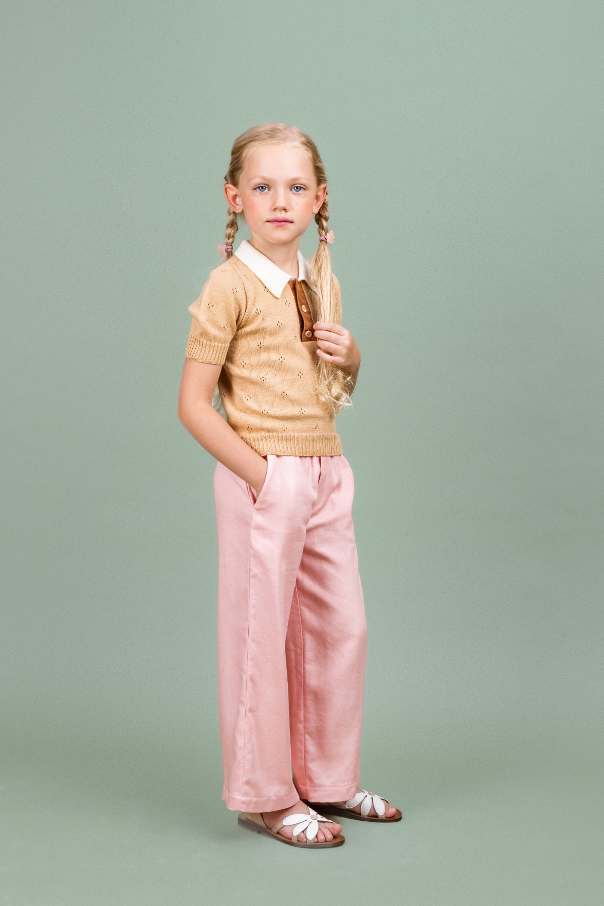 Linen-blend Wide Trousers Sunlit, Pink