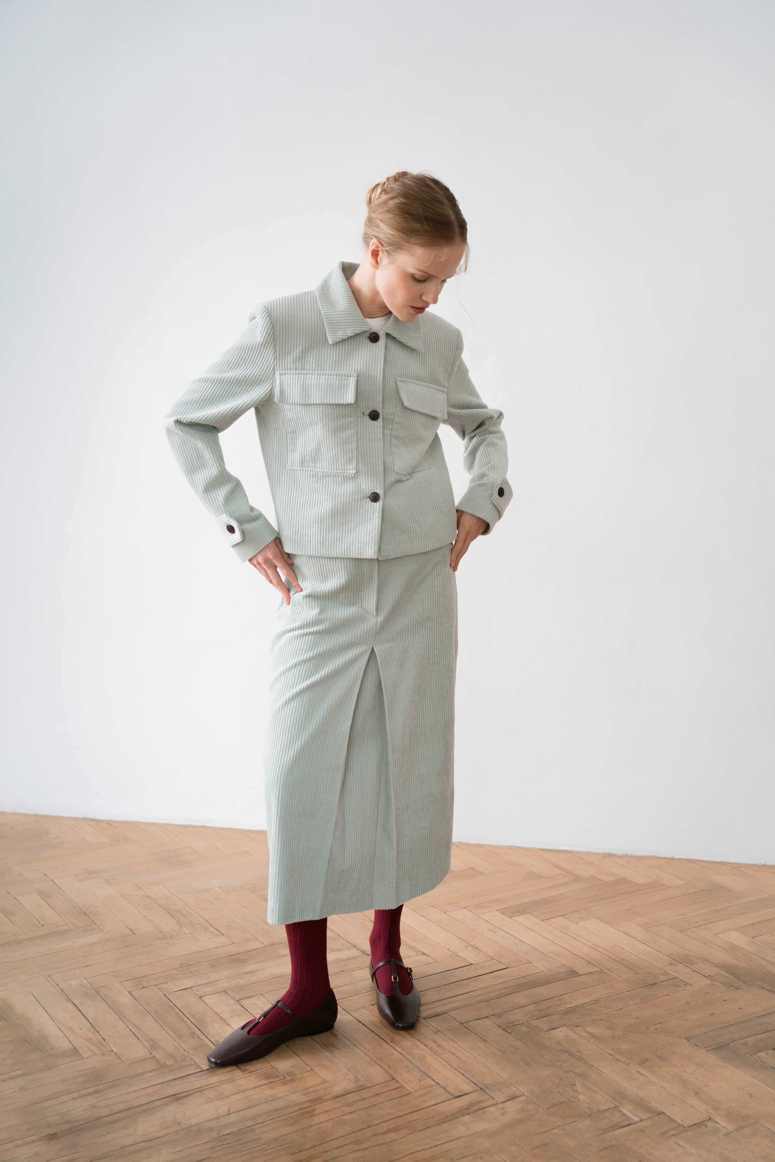 Corduroy Women's Skirt Corrado, Mint