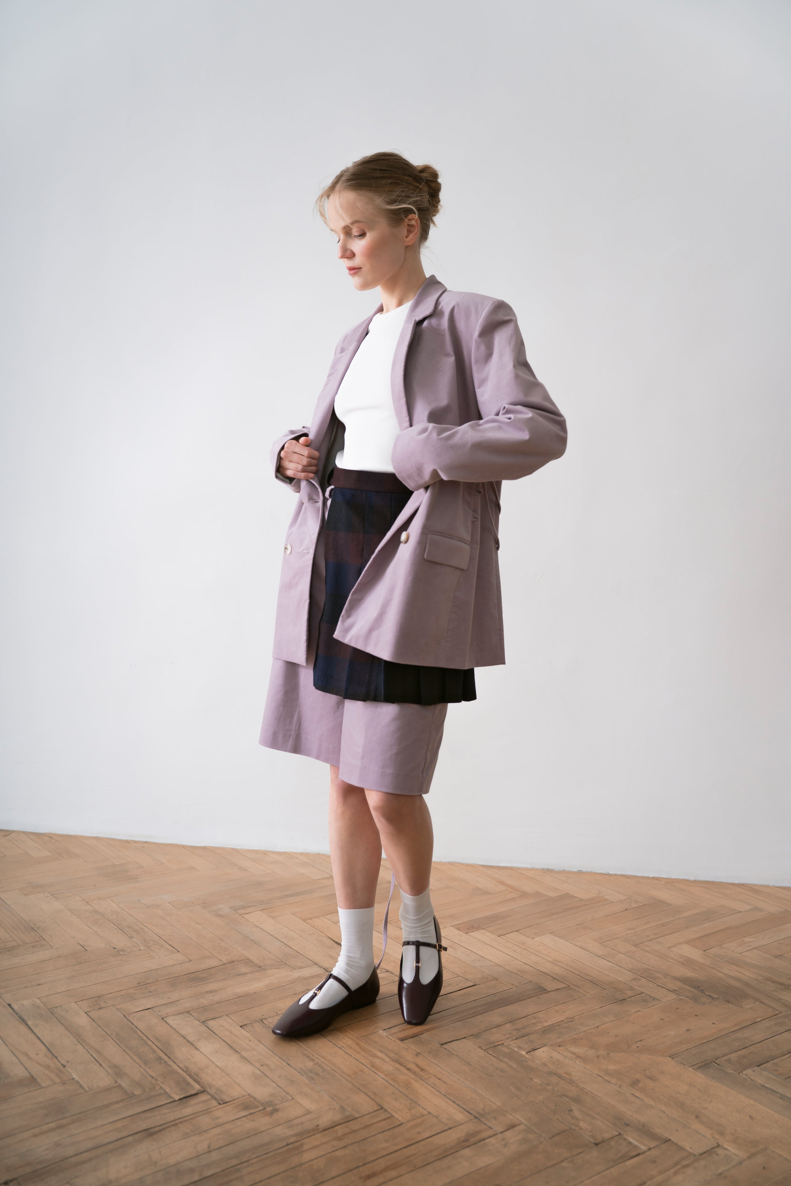 Velvet Double Breasted Jacket Brando, Violet