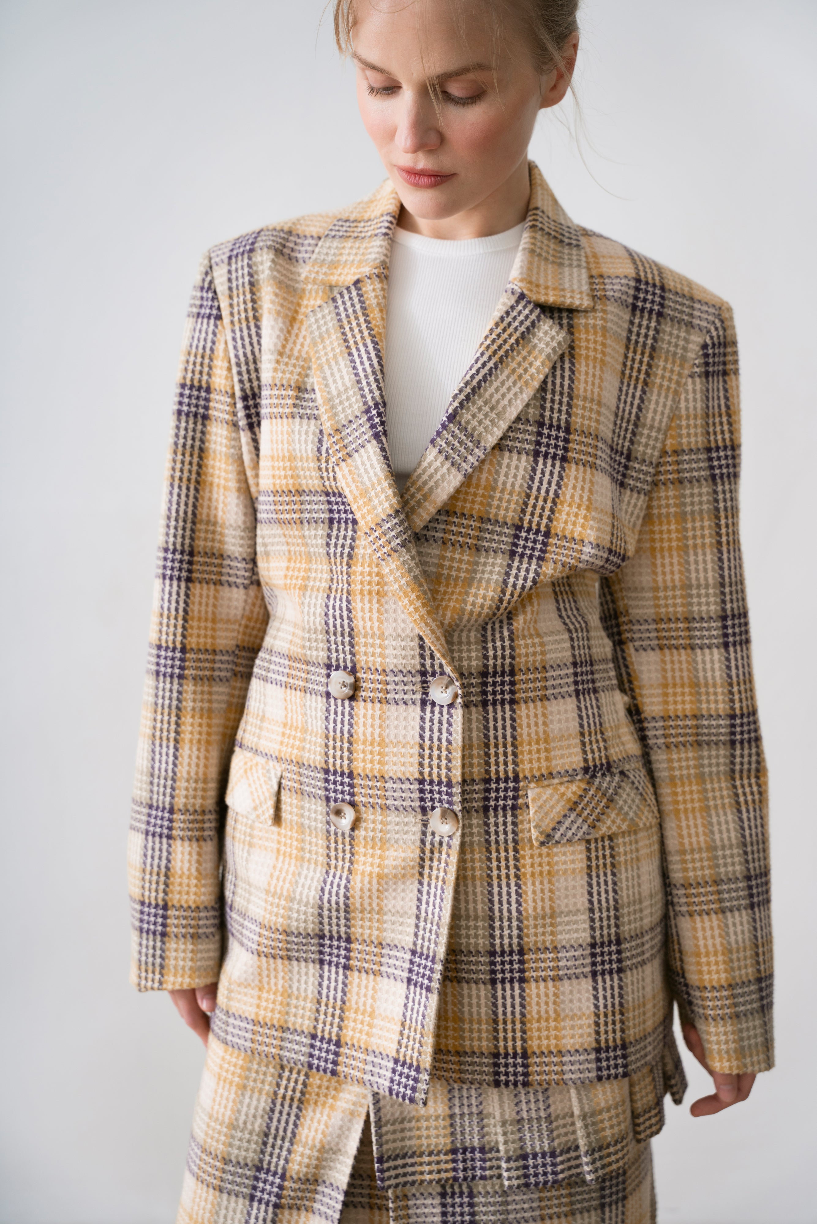 Cotton Women's Double Breasted Jacket Vero, Yellow