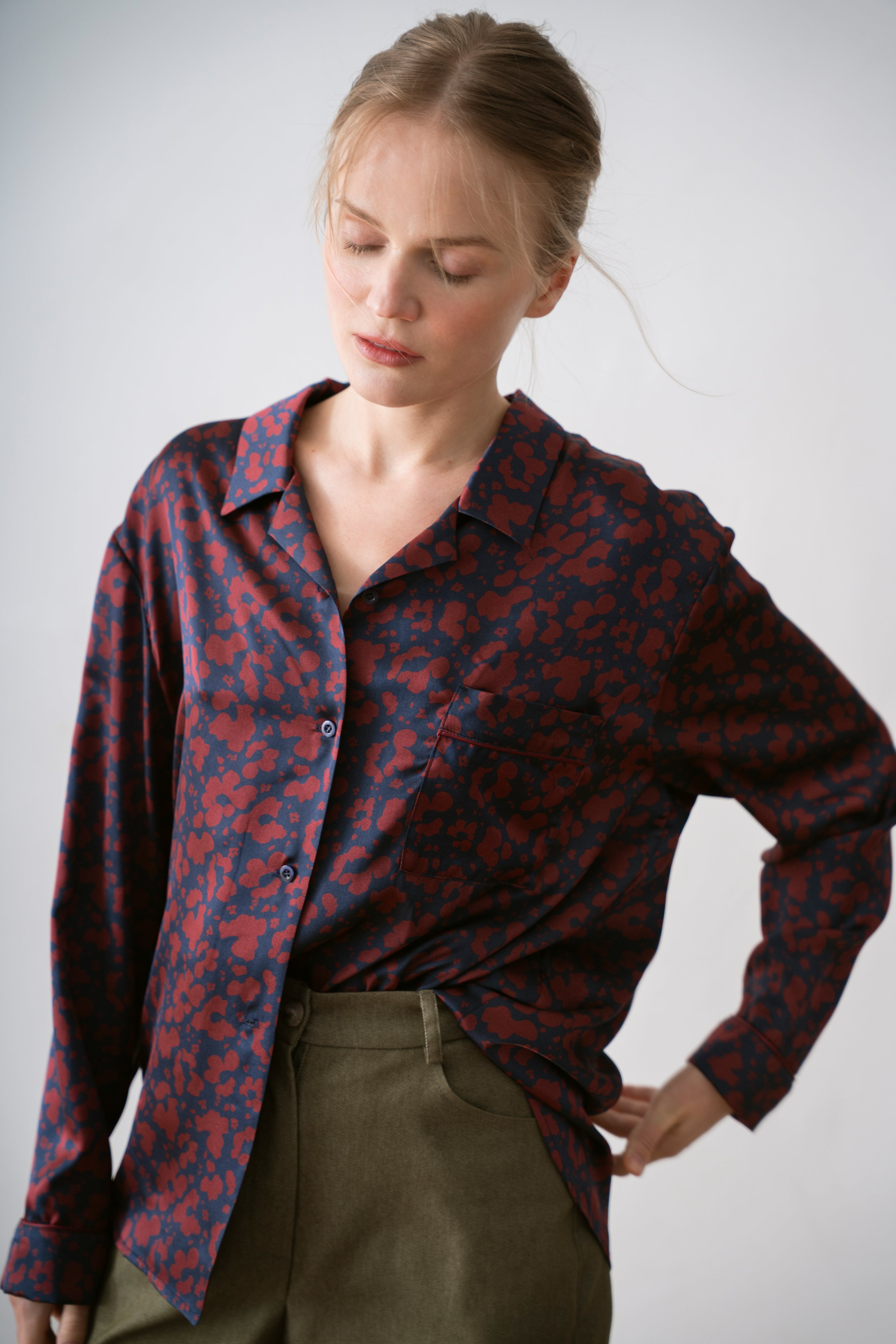 Viscose Women's PJ Blouse Cara, Aubergine