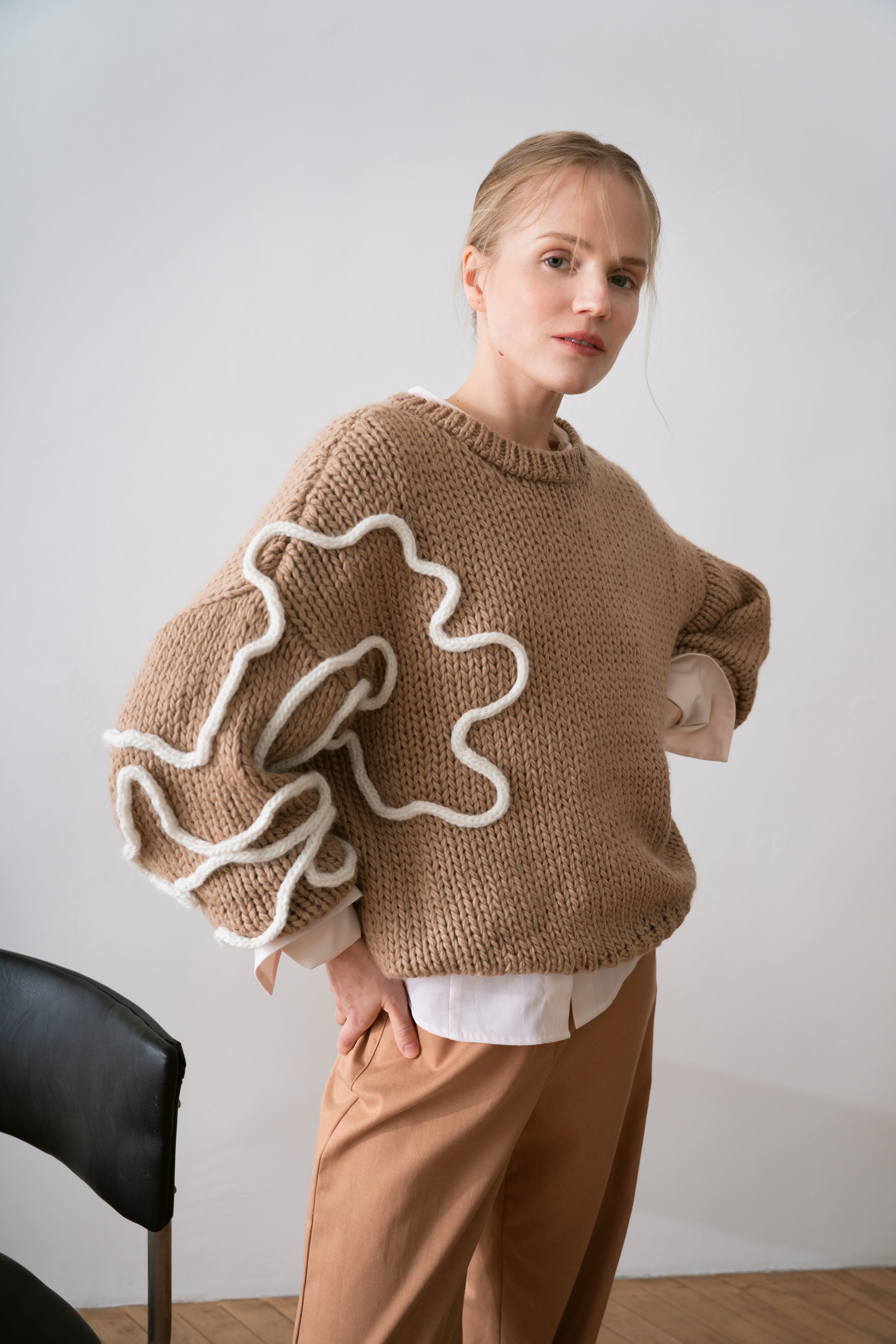 Wool Women's Sweater Leona, Beige