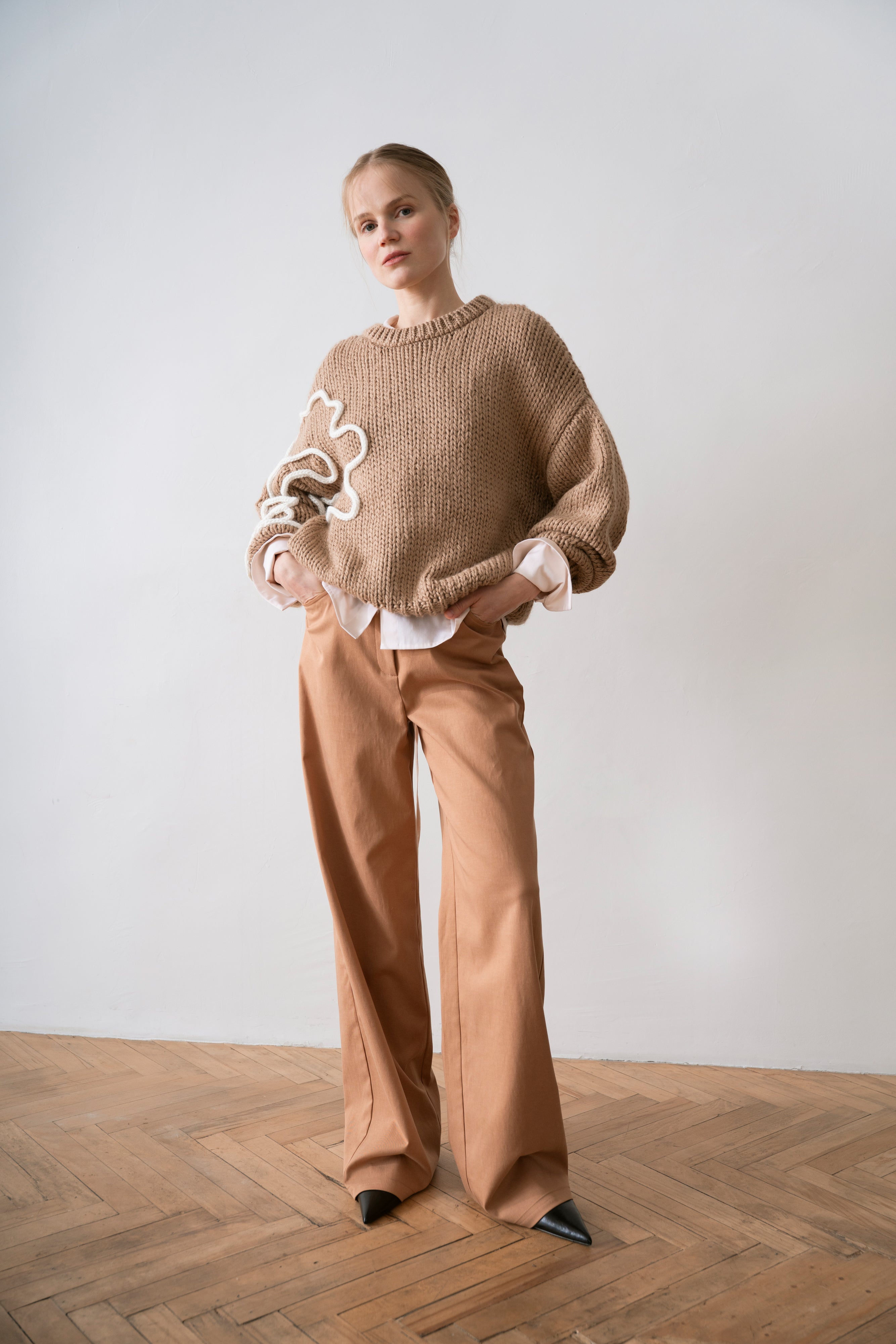 Wool Women's Sweater Leona, Beige