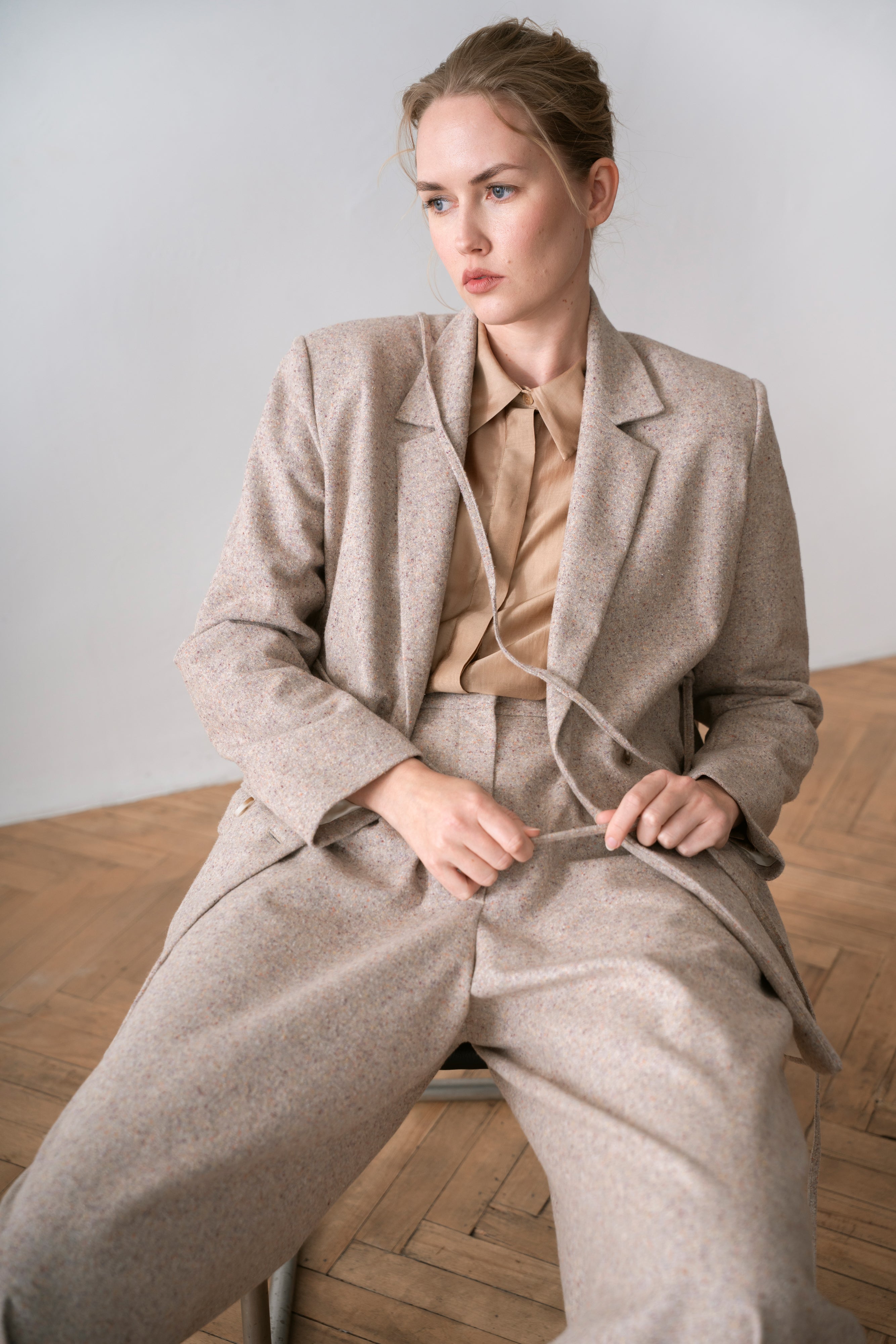 Wool Women's Double Breasted Jacket Avena, Grey