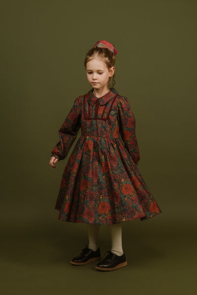 Cotton Peter Pan Collar Dress Beatrice, Red