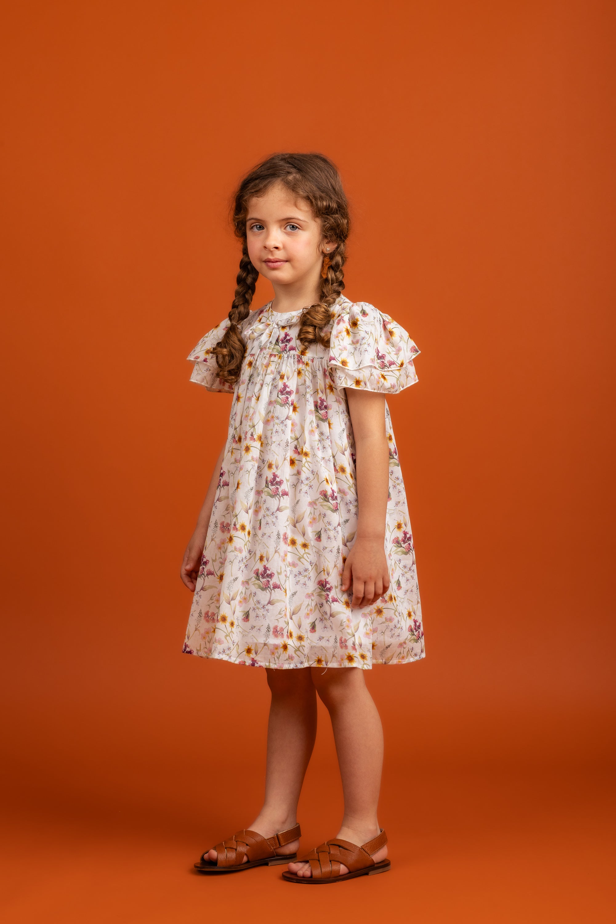 Eden Dress with Bow Cotton Chiffon, Multicolor