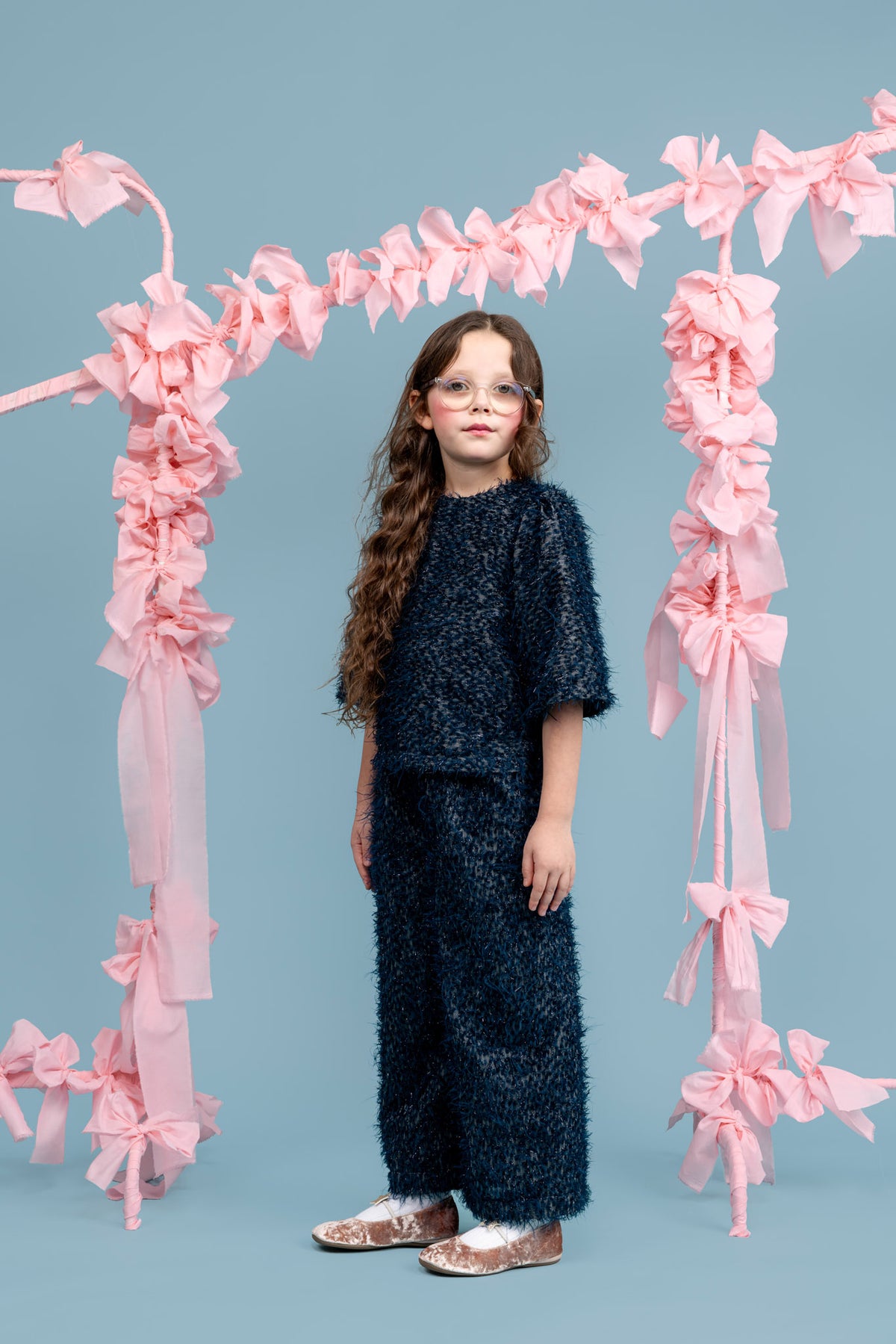 Gemma Fringe Sequin Blouse, Dark Blue