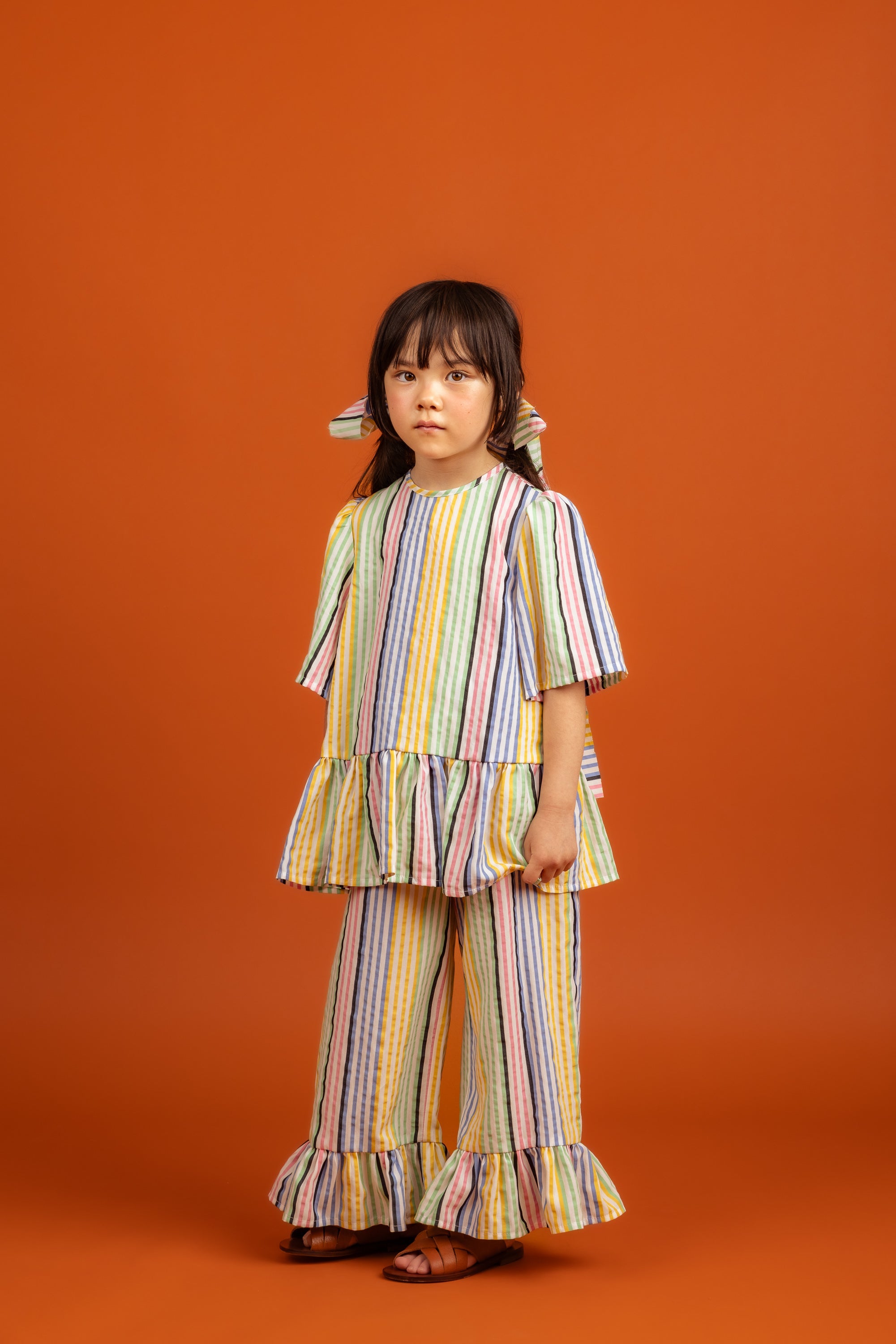 Mila Trousers Tencel, Multicolor Stripes