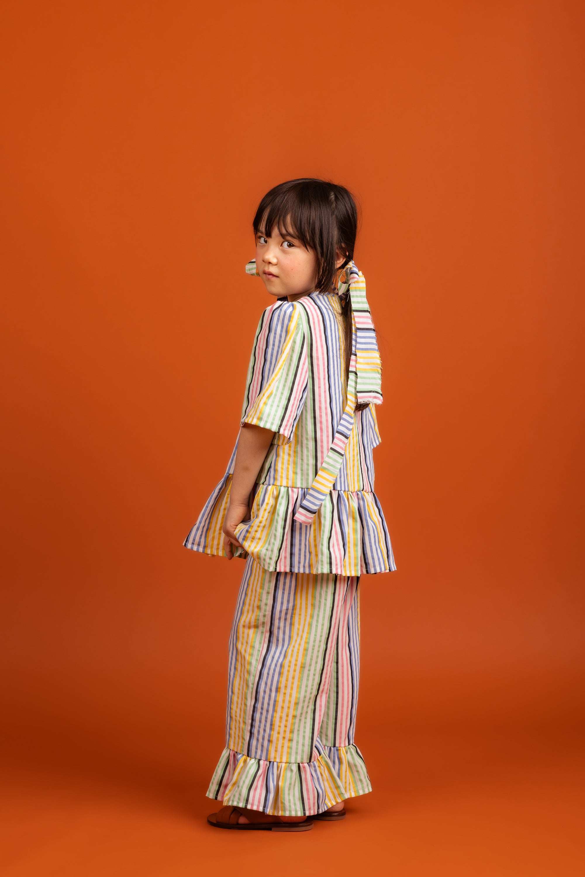 Mila Trousers Tencel, Multicolor Stripes