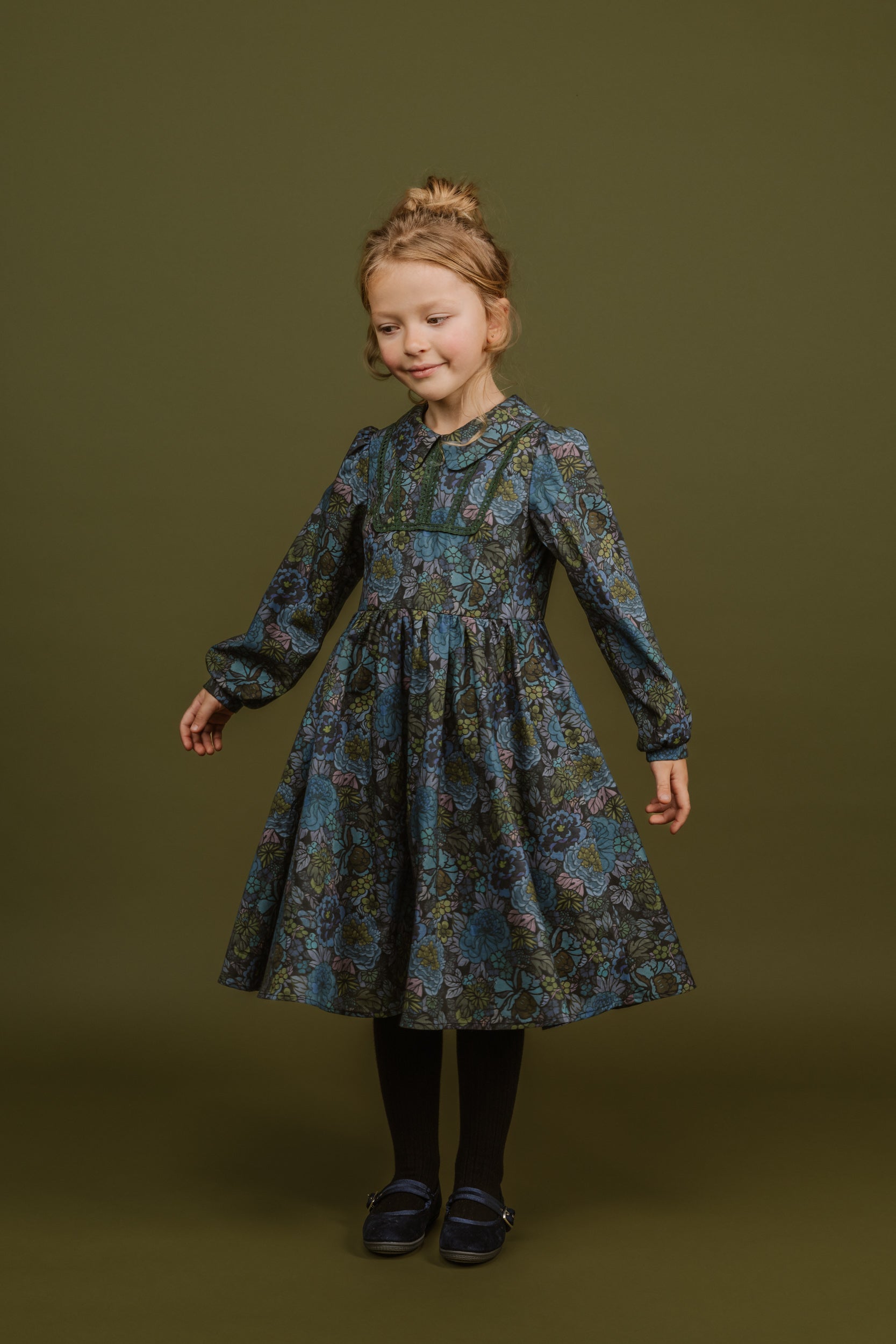Cotton Peter Pan Collar Dress Beatrice, Blue