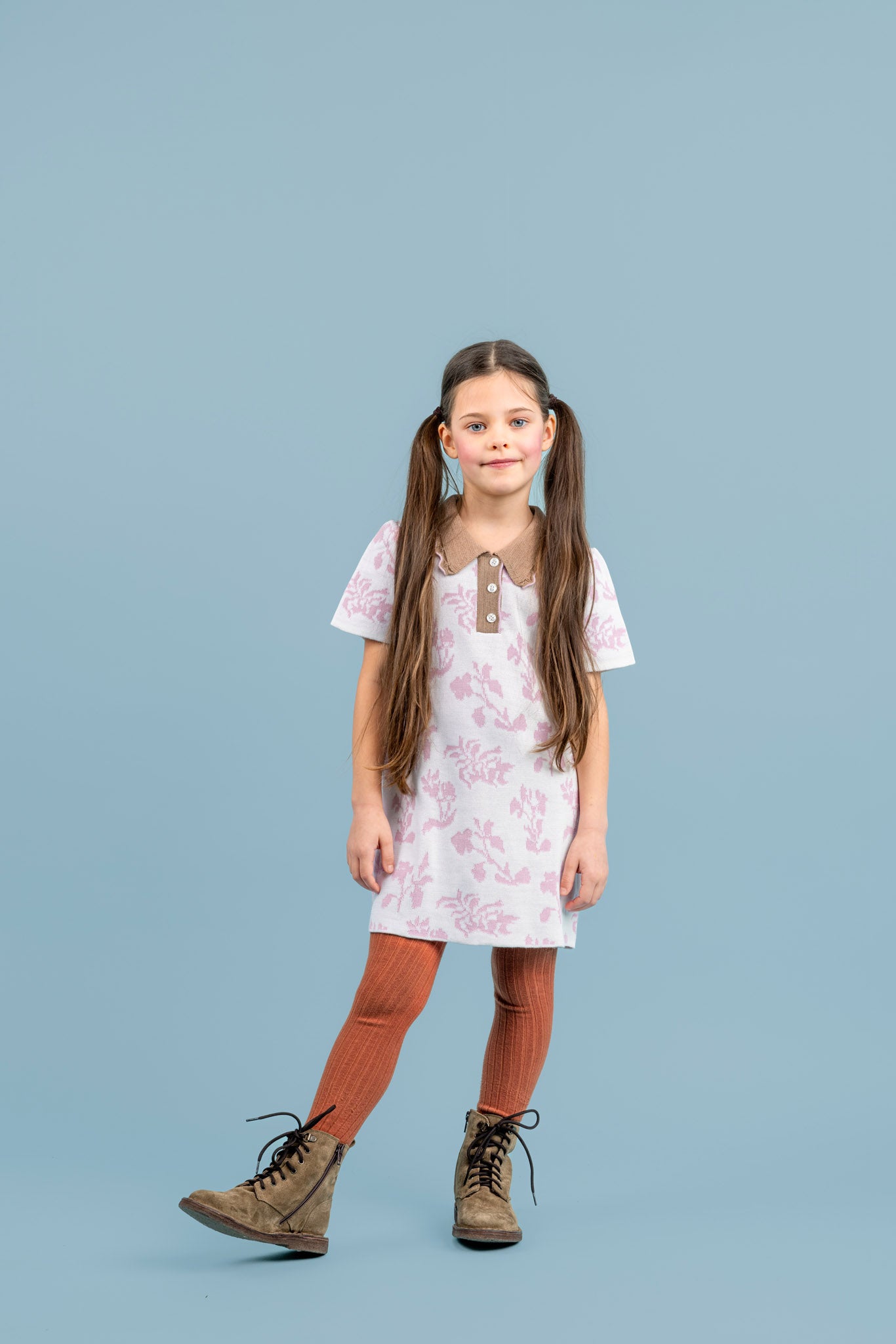 Rose Merino Wool Polo Dress, White