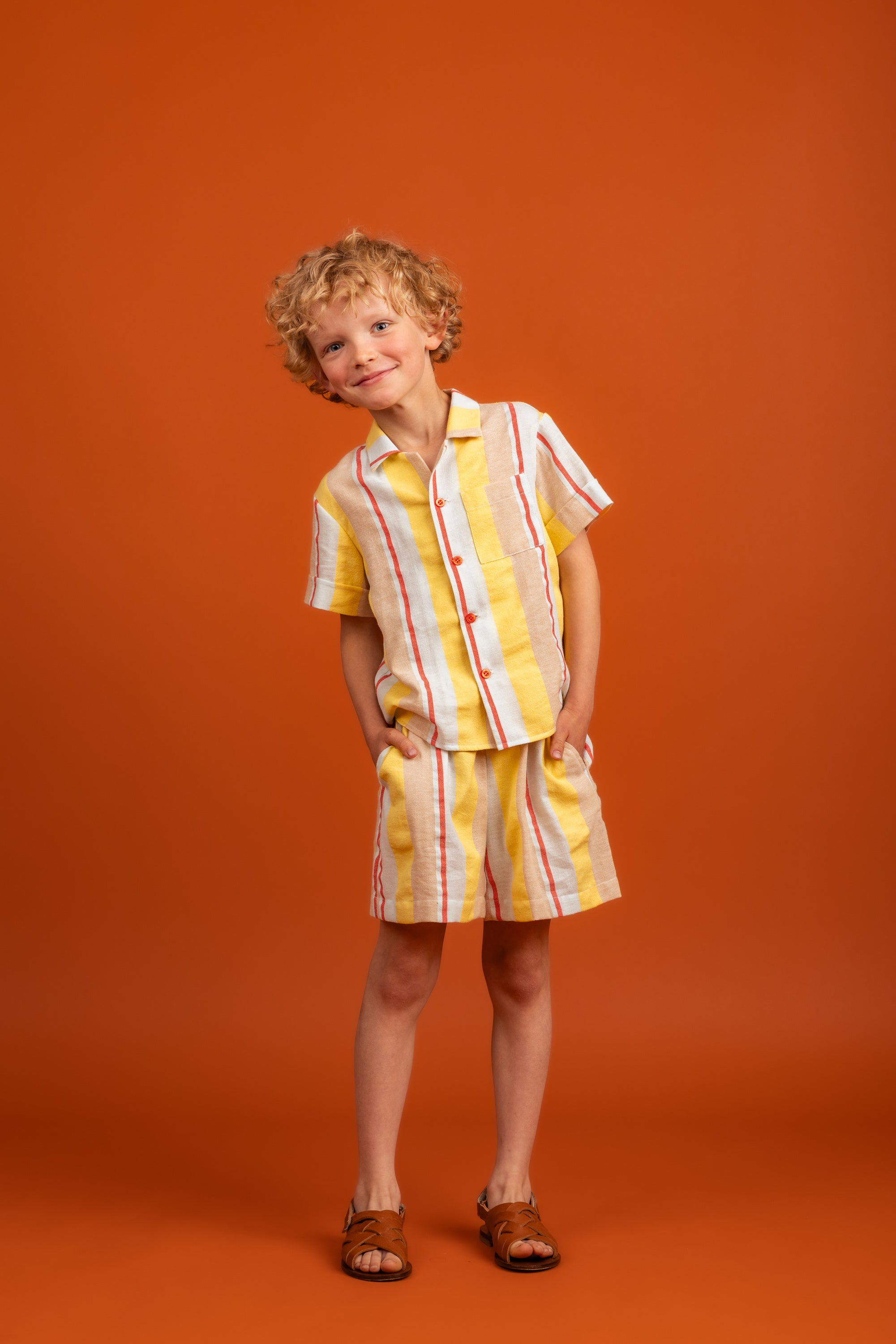 Harper Shorts Cotton, Yellow Stripes