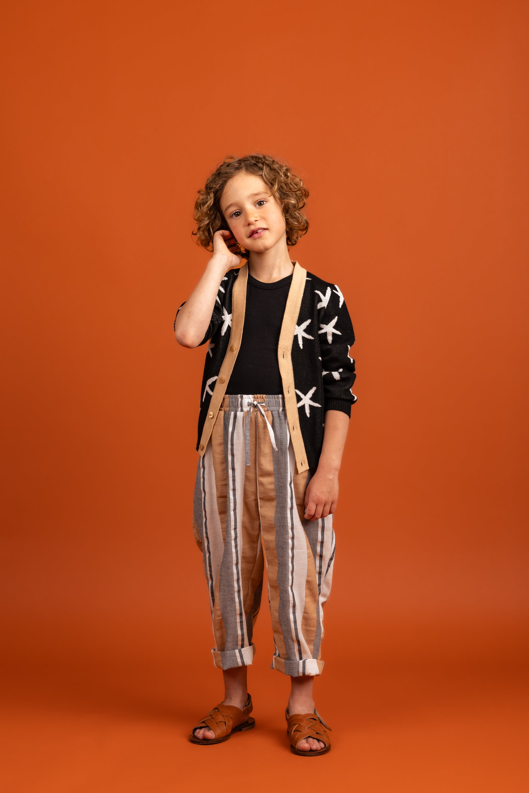 Harper Trousers Cotton, Brown Stripes