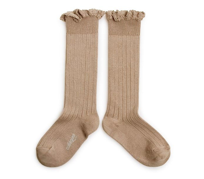 High ribbed socks with lace Josephine, Little Mole