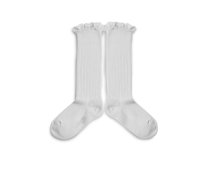 High ribbed socks with lace Josephine, Snow White