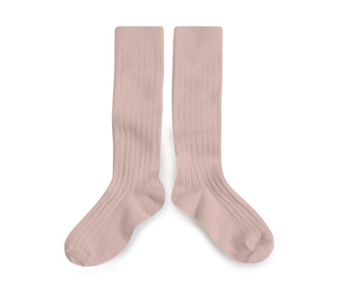 High ribbed socks La Haute, Blush Pink