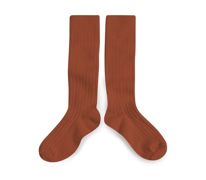 High ribbed socks La Haute, Gingerbread