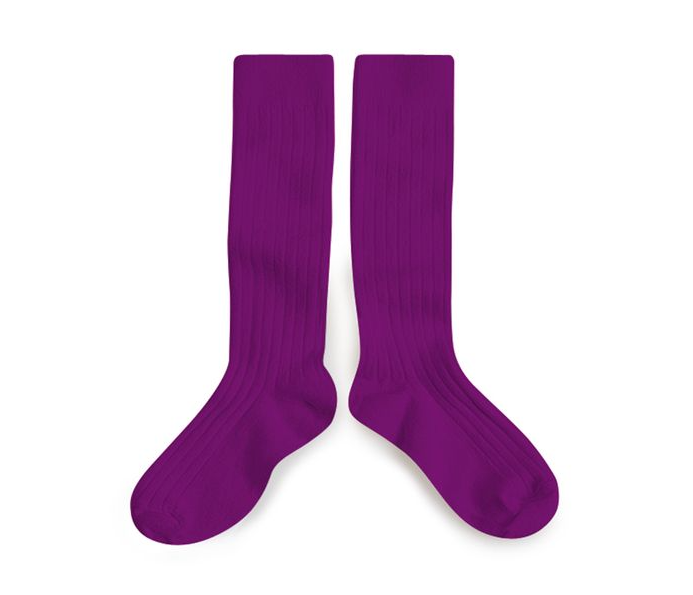 High ribbed socks La Haute, Cyclamen