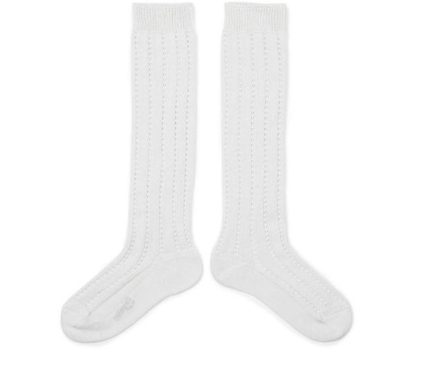 Crochet knit high socks Leonie, Snow White