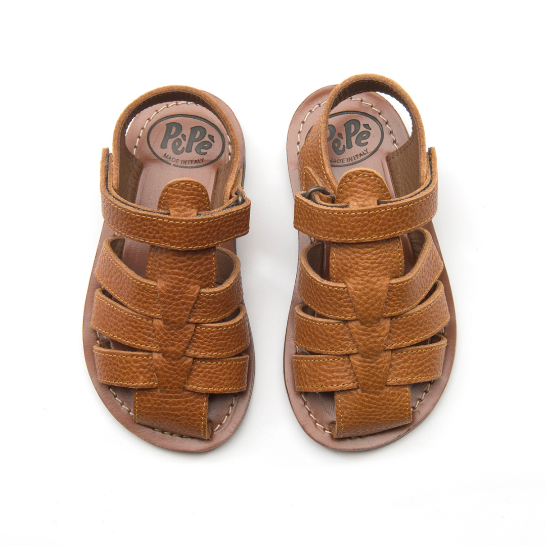 Pepe Leather Sandals Mini Box Brown