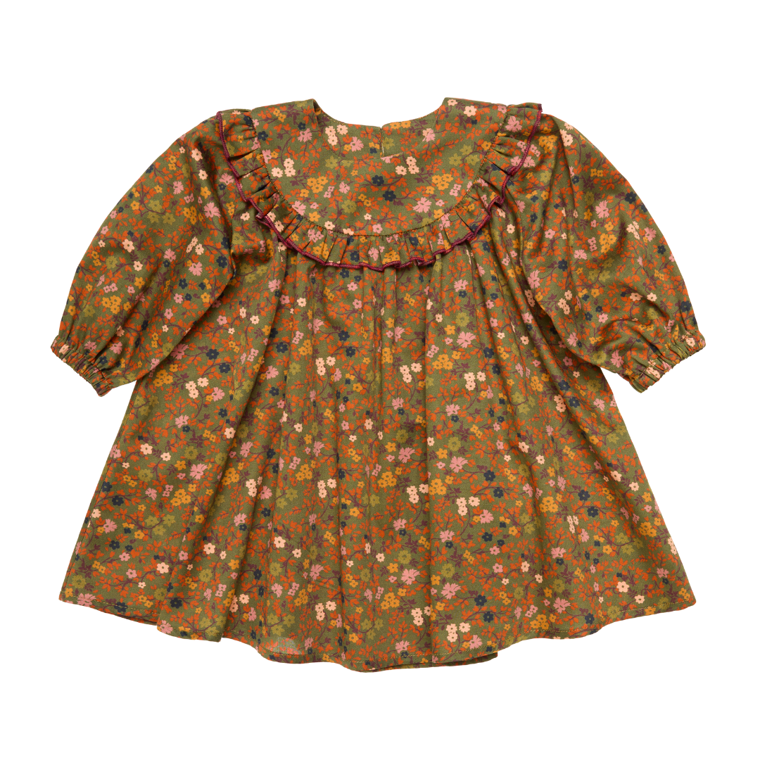 Cotton Baby Dress Fiorella, Green