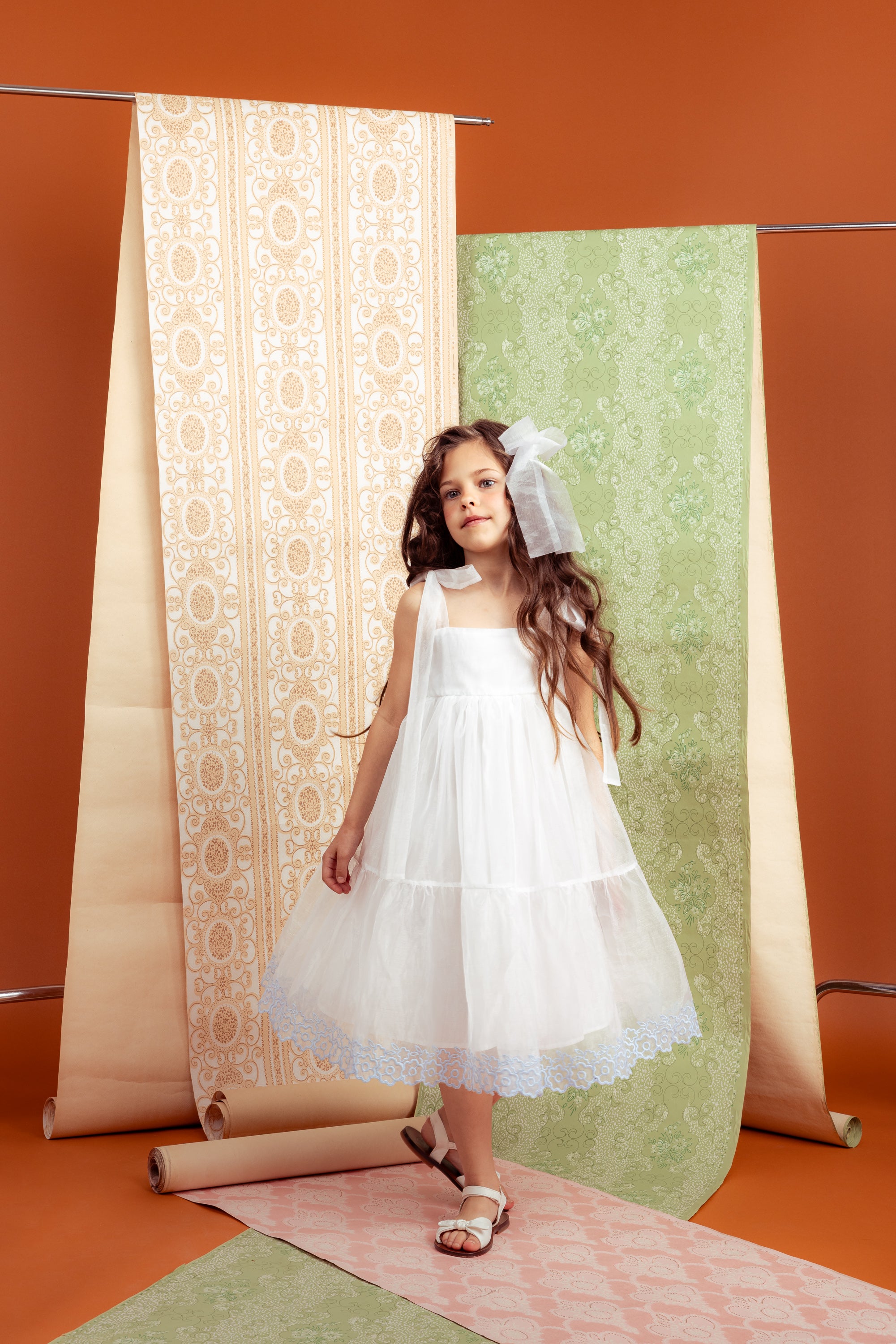 Stella Dress with Ties Chiffon, White