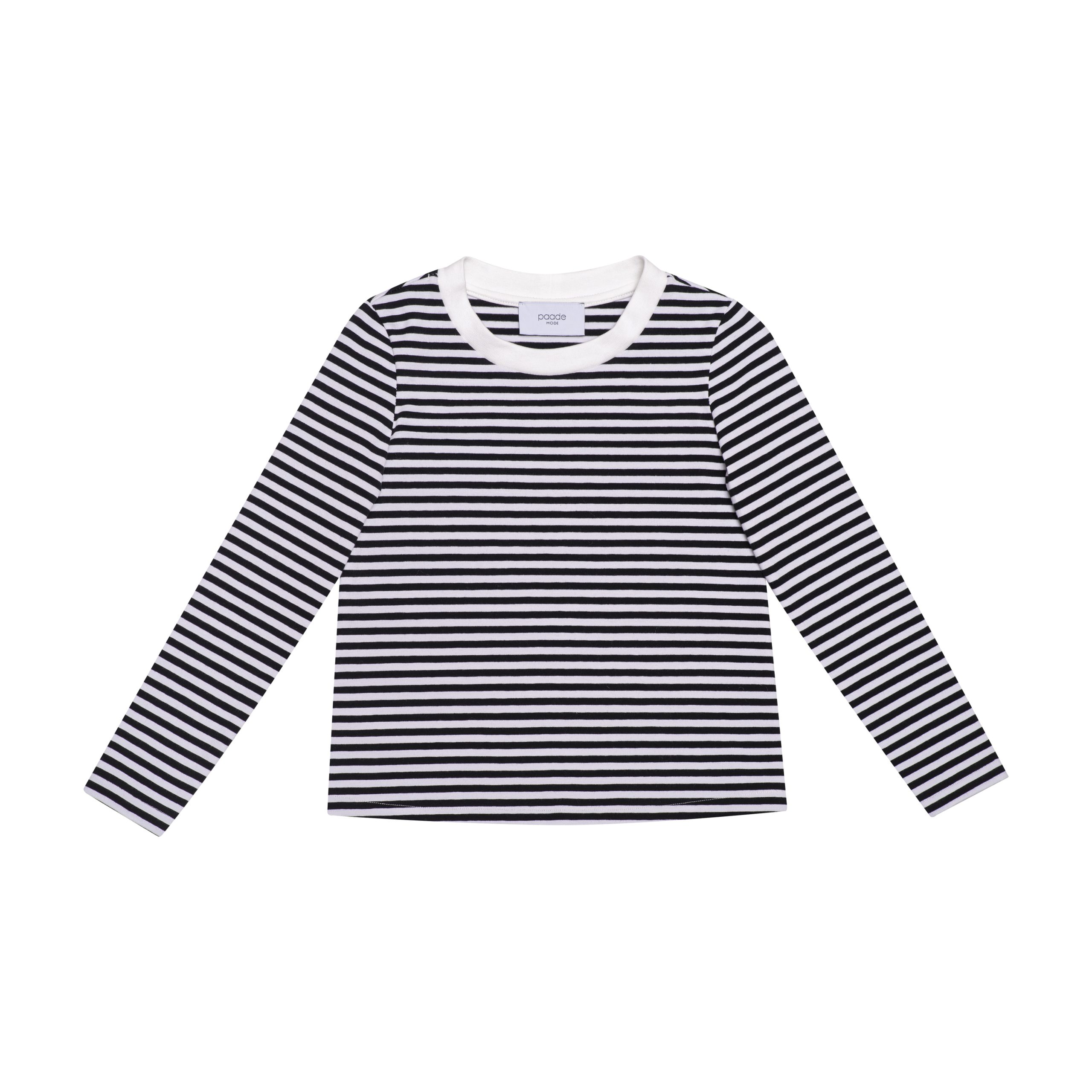 Cotton T-Shirt with Long Sleeves Stripes Black