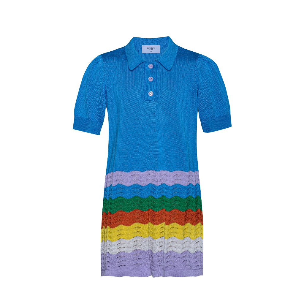 Knit Dress Rainbow Blue