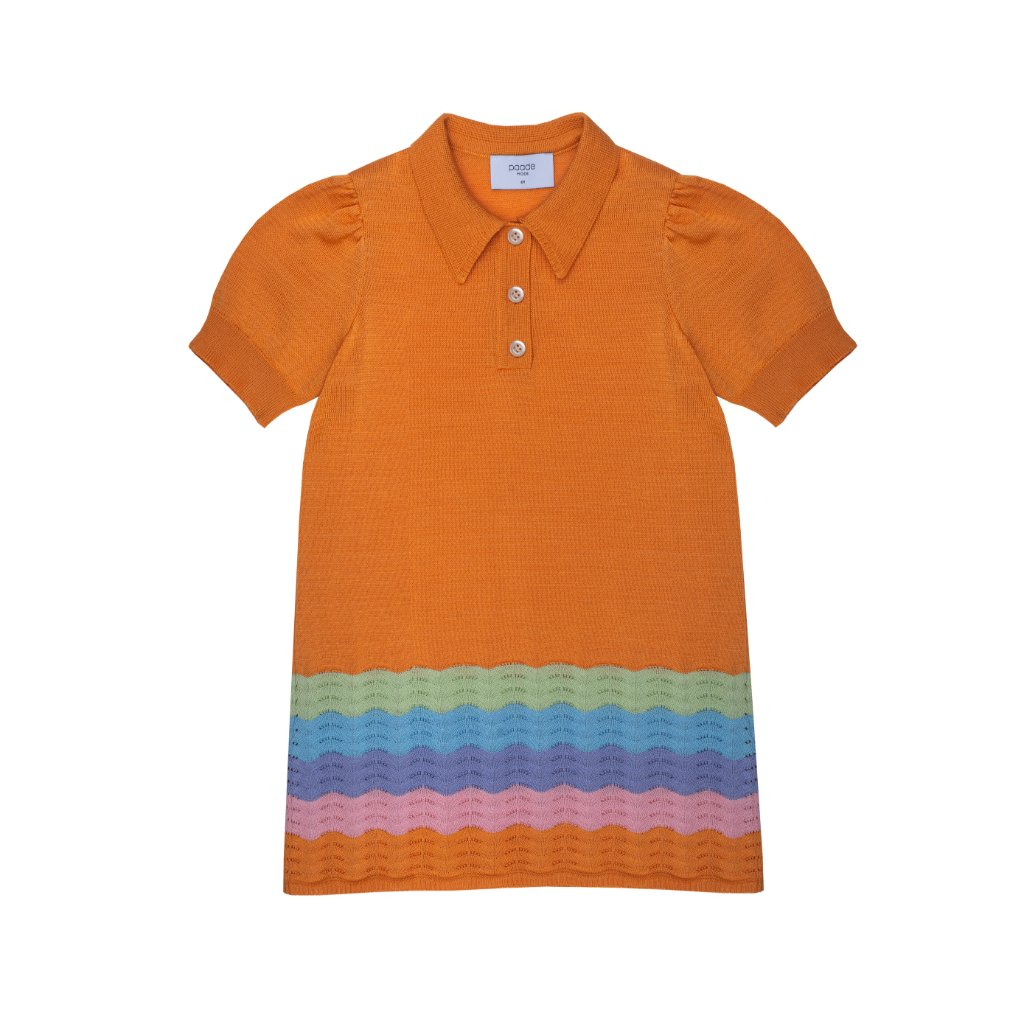 Knit Polo Dress Rainbow Orange