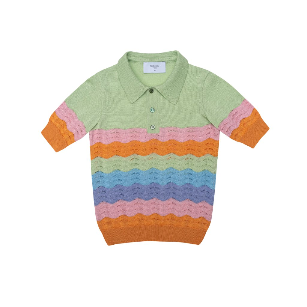 Knit Polo Shirt Rainbow Green