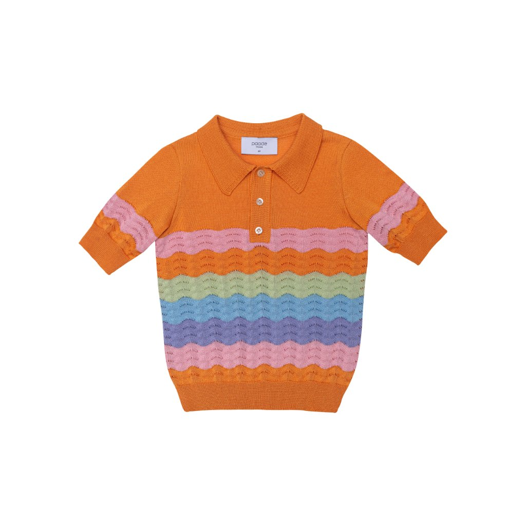 Knit Polo Shirt Rainbow Orange