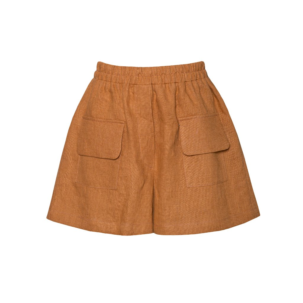 Linen Shorts Forgetmenot Brown