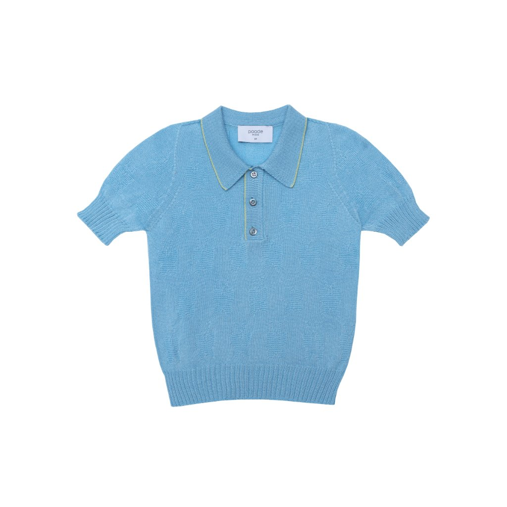 Seamless Knit Polo Shirt Blue
