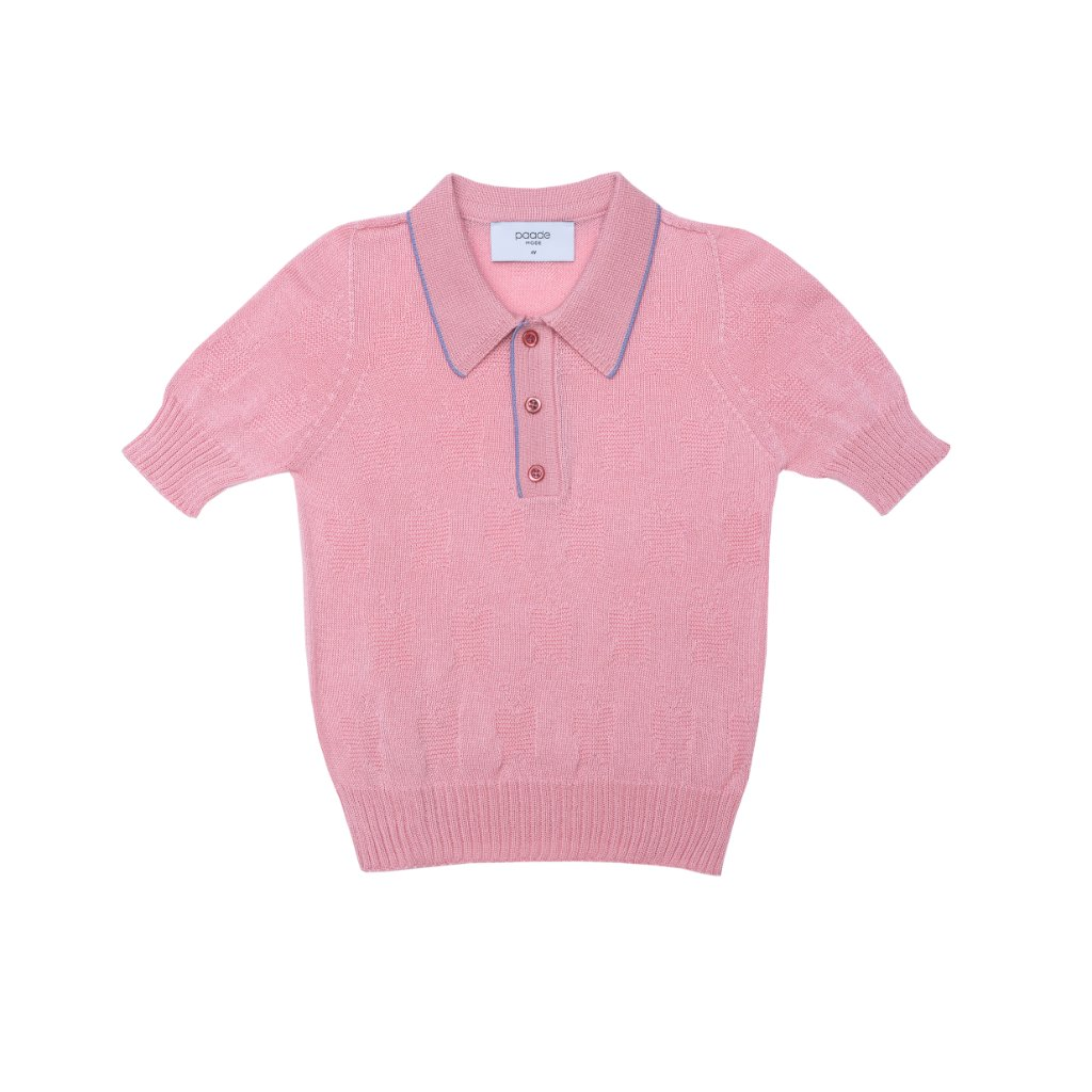 Seamless Knit Polo Shirt Pink