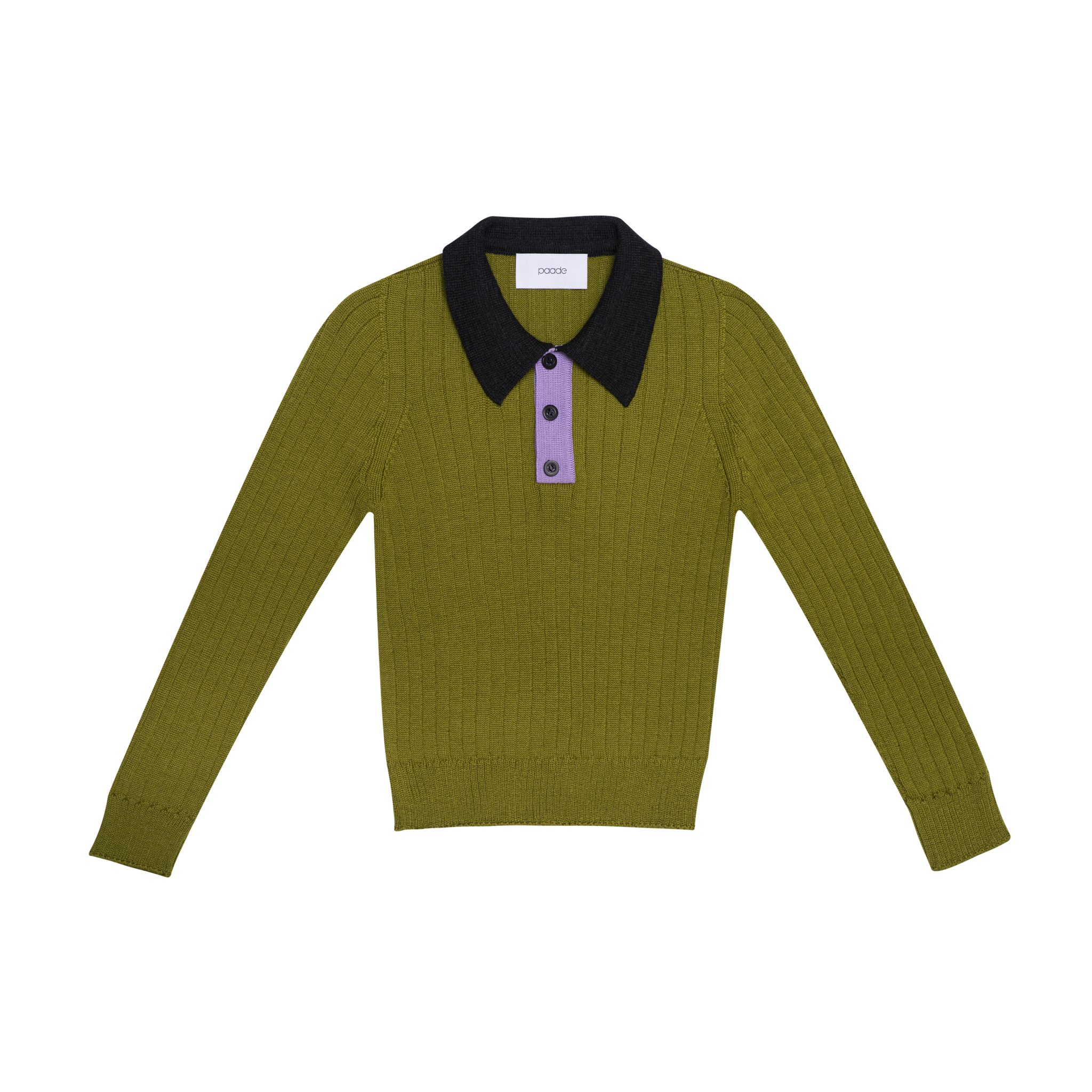 Wool Seamless Knit Poloshirt Green